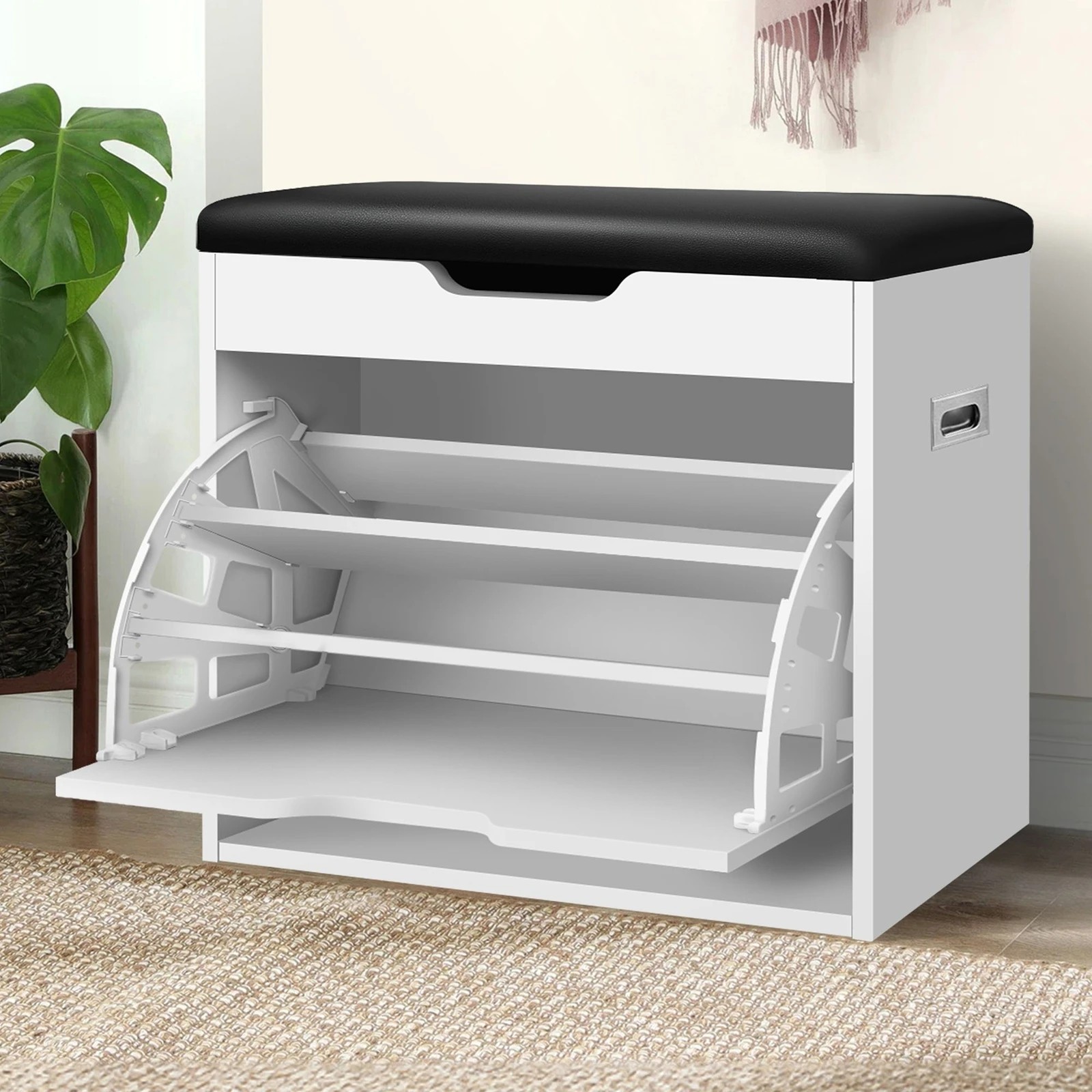 2 Alfordson Shoe Cabinet Bench Storage Rack Organiser Shelf 12 Pairs - White, 2 of 10