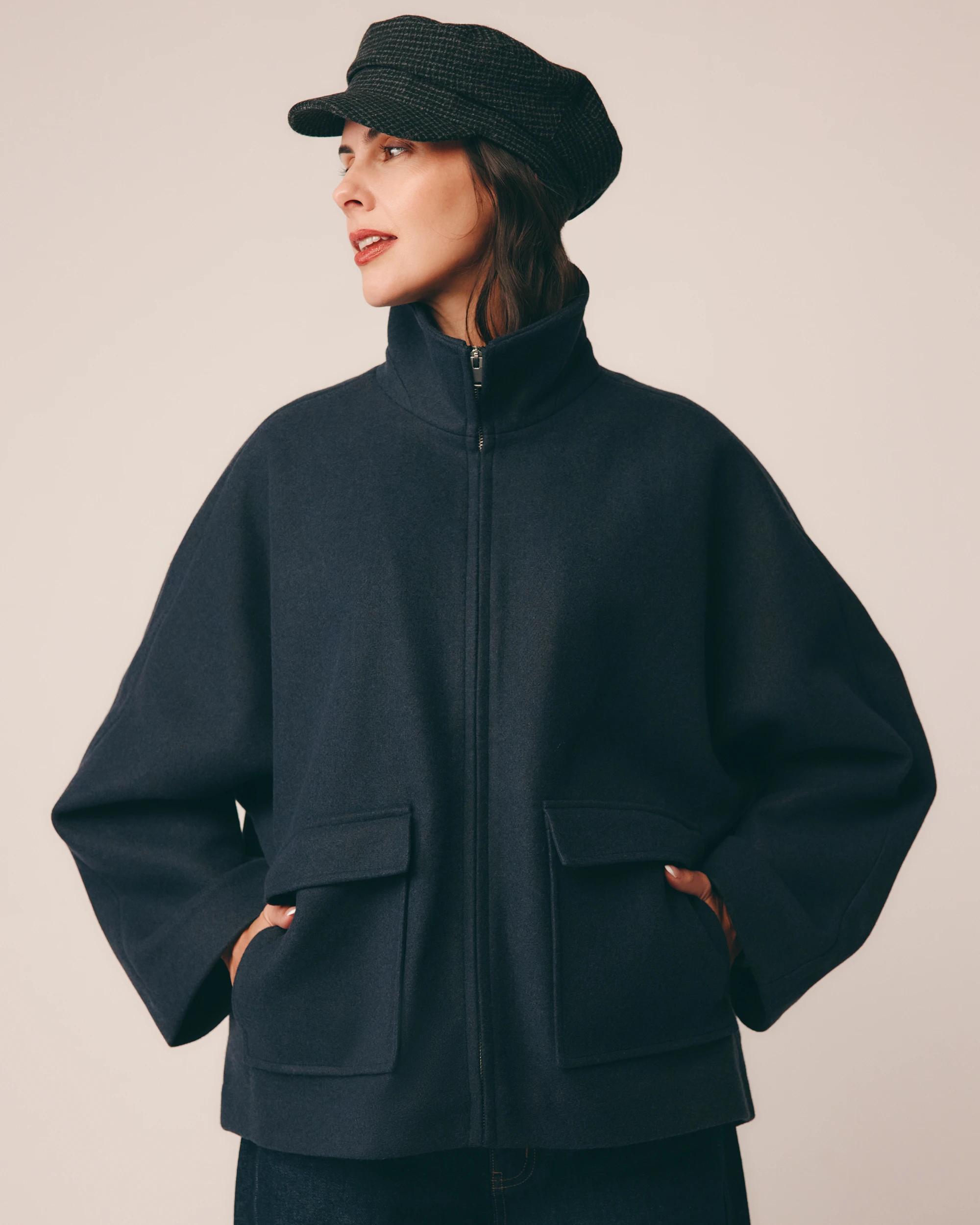 9 Target Woman Brushed Collar Zip Through Jacket NAVY MARLE, 9 of 9