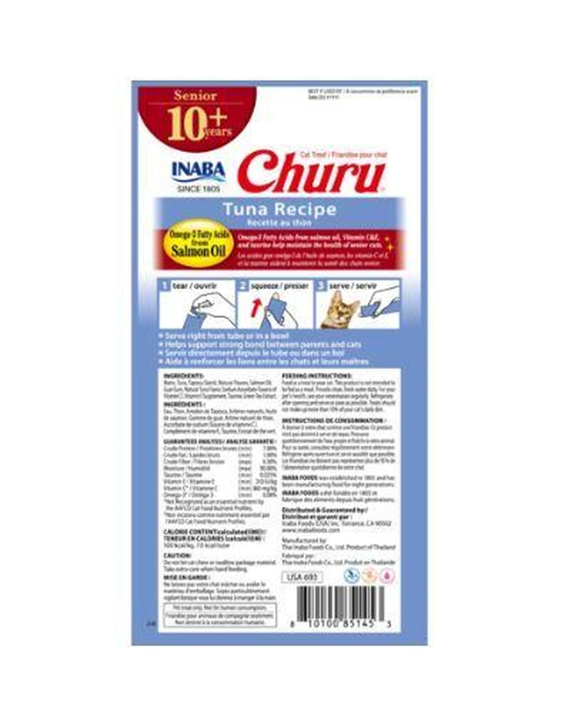 2 Inaba Senior 10+ Churu Puree Lickable Cat Treat Tuna Recipe 6 x 56g, 2 of 2