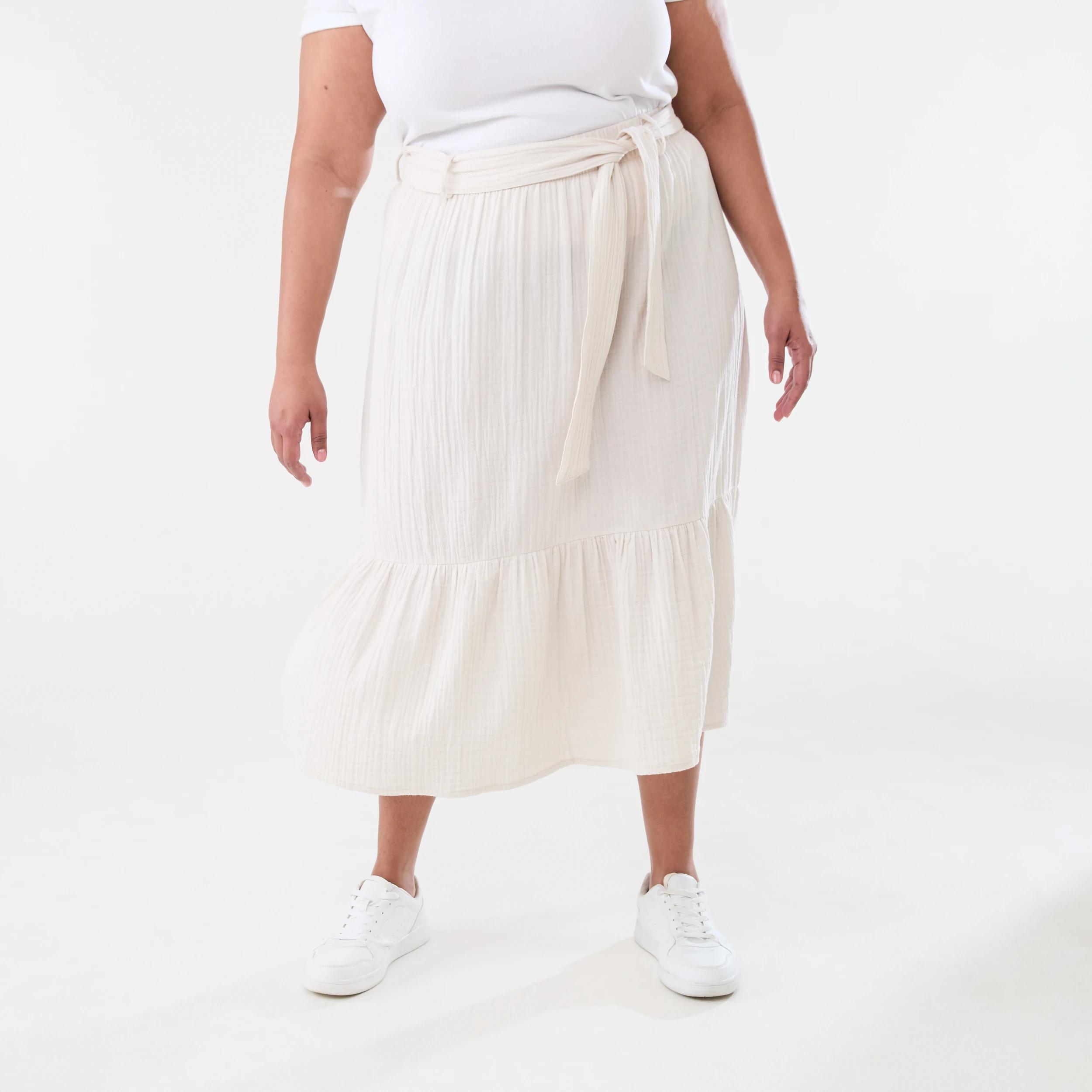 1 Curve Double Cloth Skirt Nat Beige, 1 of 5