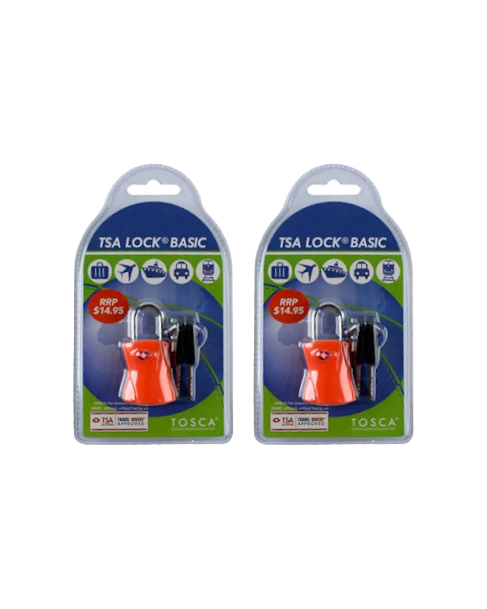 1 Tosca 2Pk Tsa Approved Luggage Bag Lock With Keys - Orange, 1 of 1