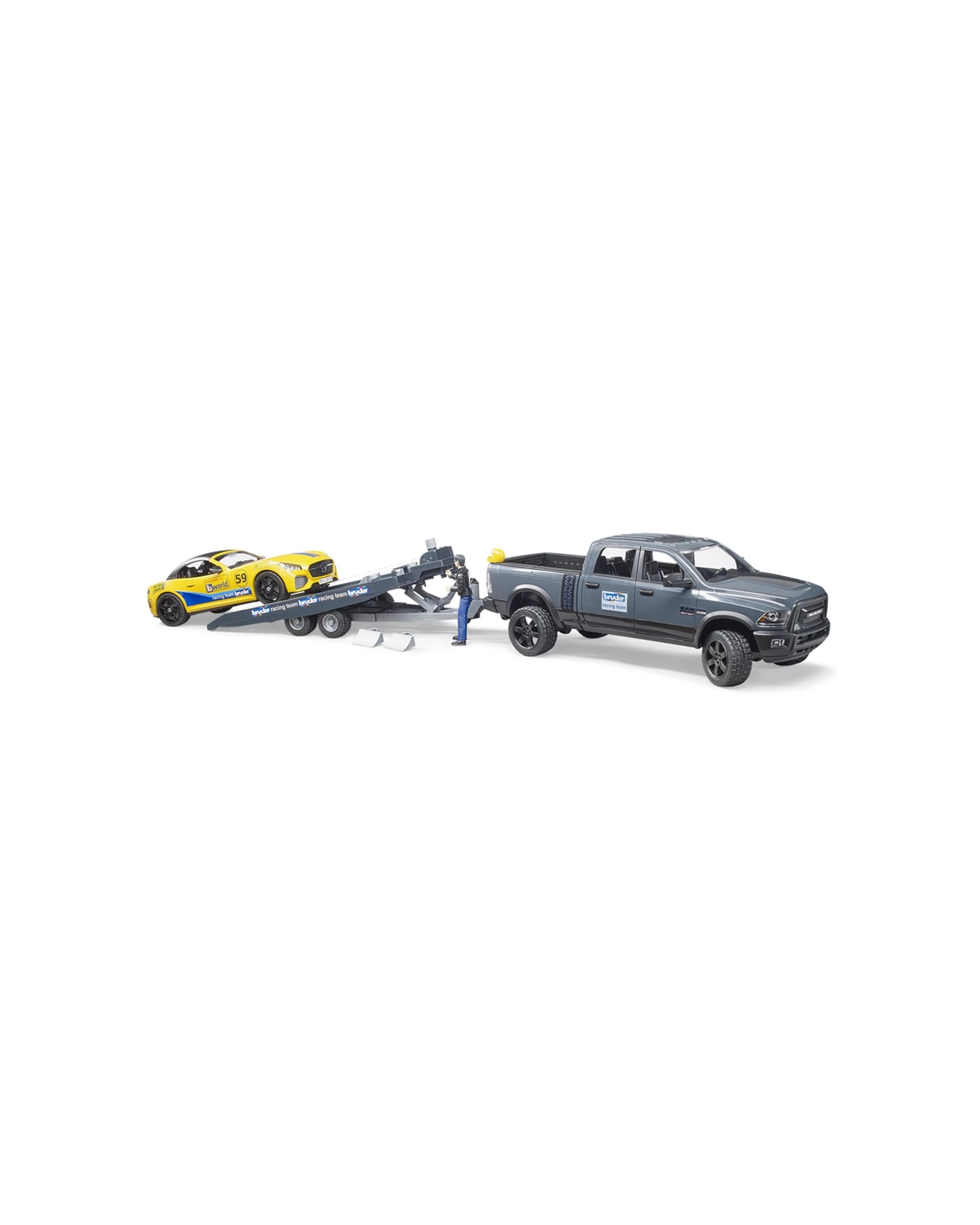1 Bruder 1 16 Ram 2500 Power Wagon And Road Racing Team Car Kids Vehicle Toy 4y Plus - Grey, 1 of 3
