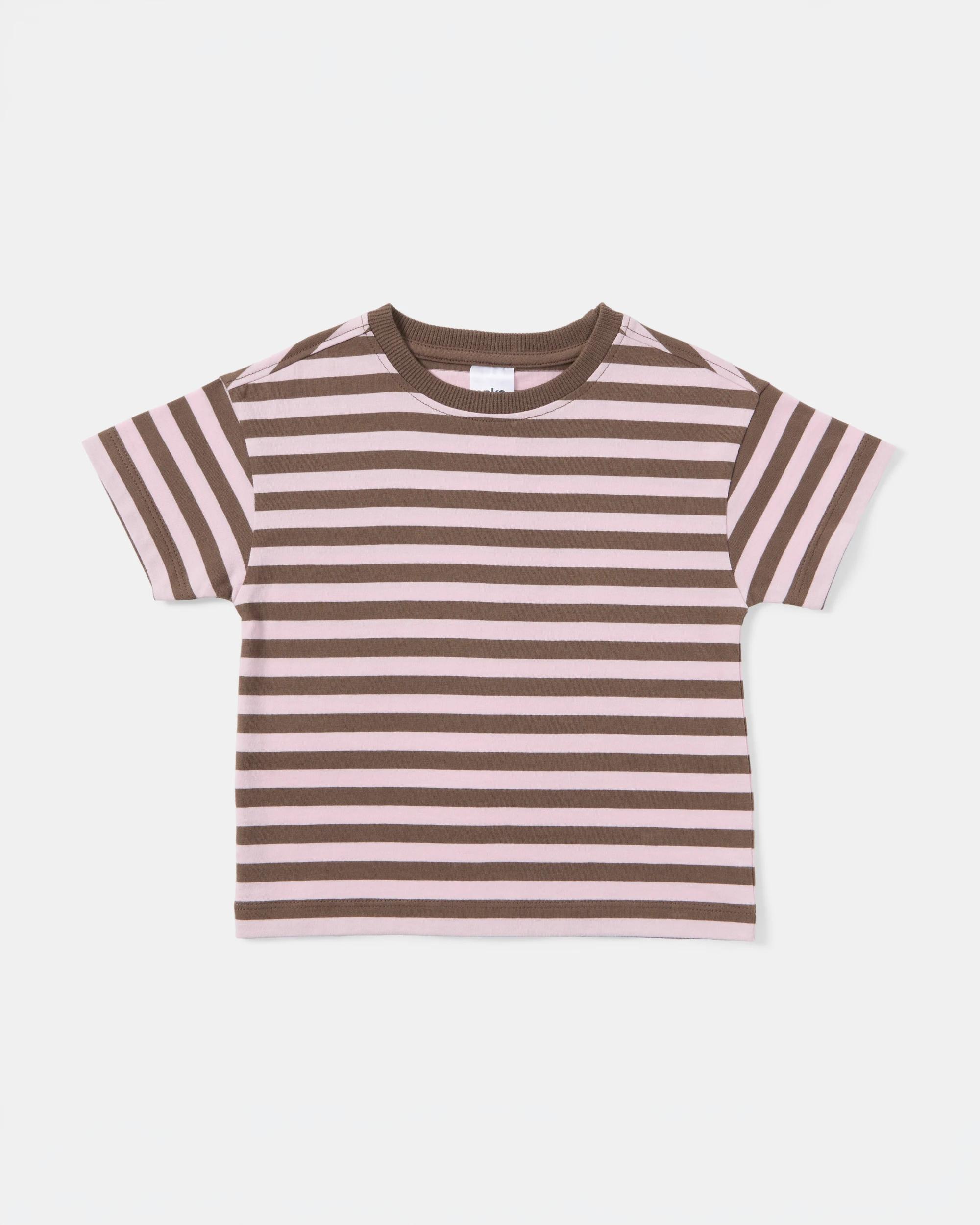 1 Cotton Short Sleeve Oversized T-shirt Pnk Strp, 1 of 3