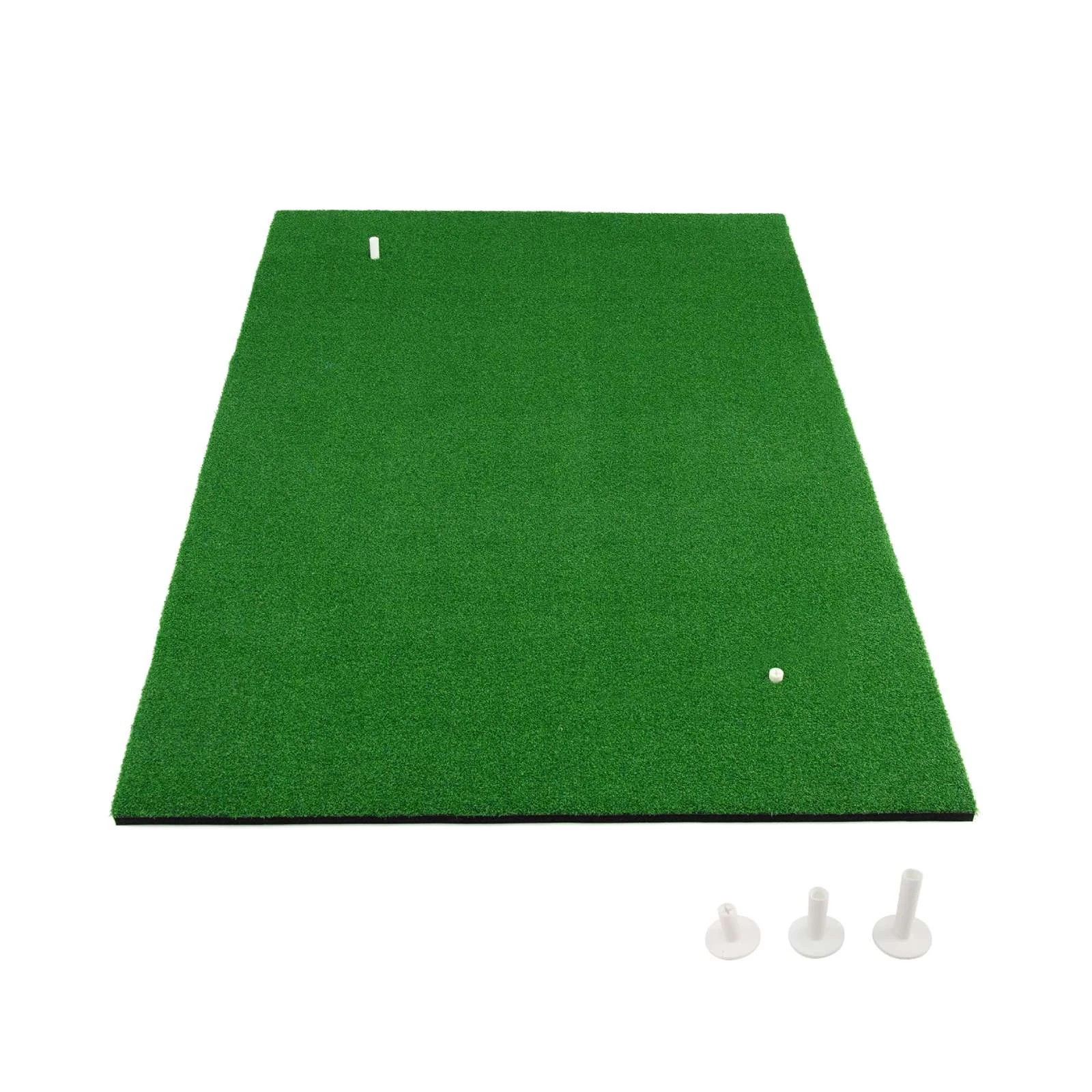 1 Costway 1x1.5M Golf Practice Mat Putting Hitting Mat Faux Turf Grass Lawn w/3 Rubber Tees, 1 of 1