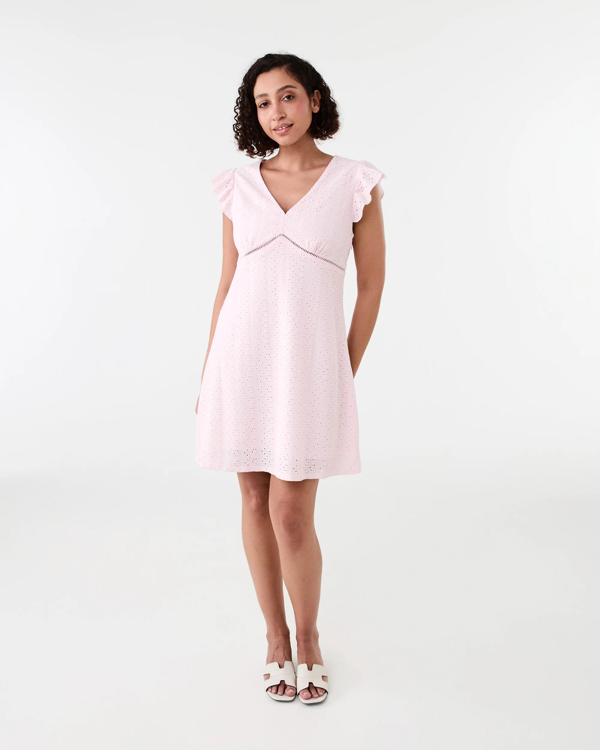 8 Sleeveless Broderie V-Neck Mini Dress Bllet Pink, 8 of 8