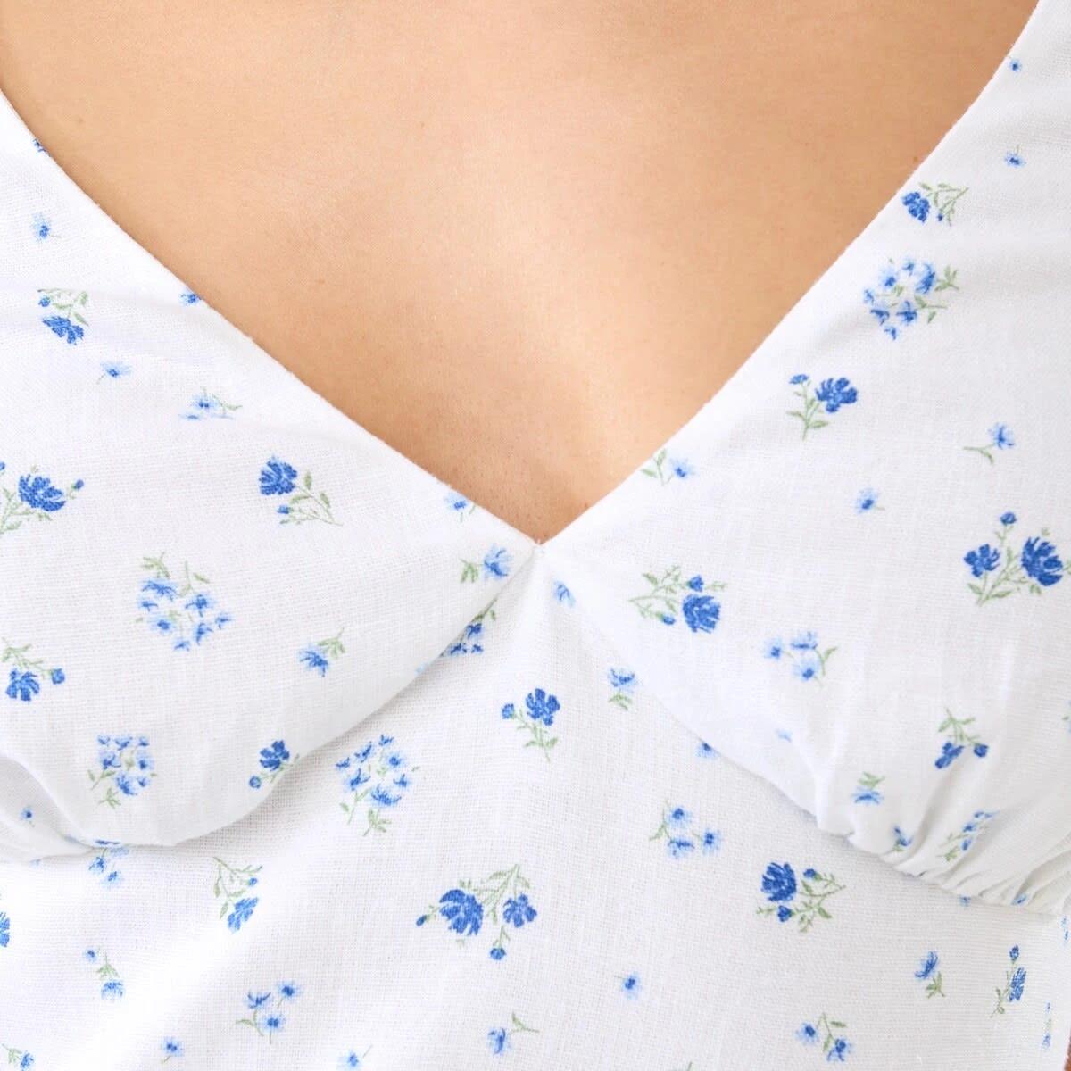 8 Sleeveless V-Neck Slip Midi Dress Blue Ditsy, 8 of 10