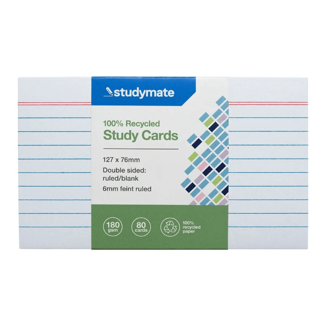 1 Studymate Study Cards 127x76mm 80 Pack White, 1 of 3