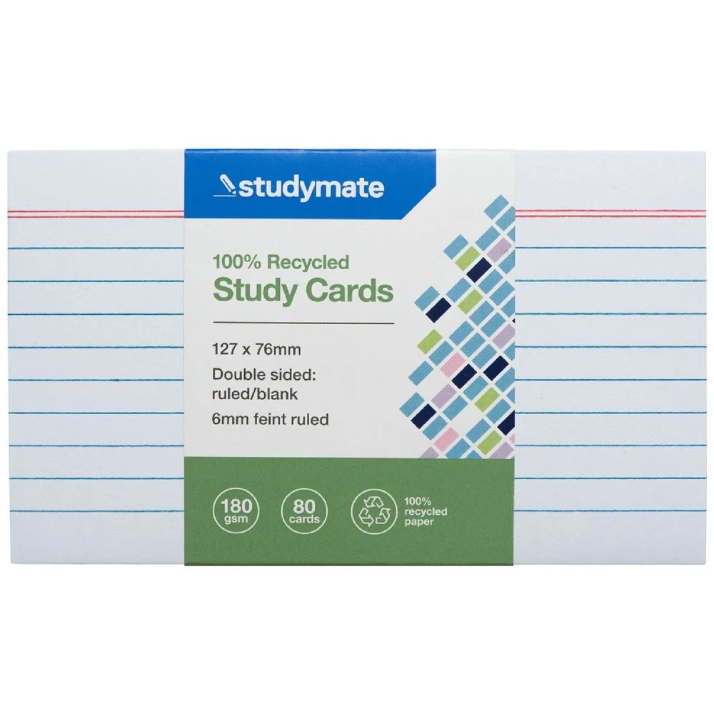 1 Studymate Study Cards 127x76mm 80 Pack White, 1 of 3