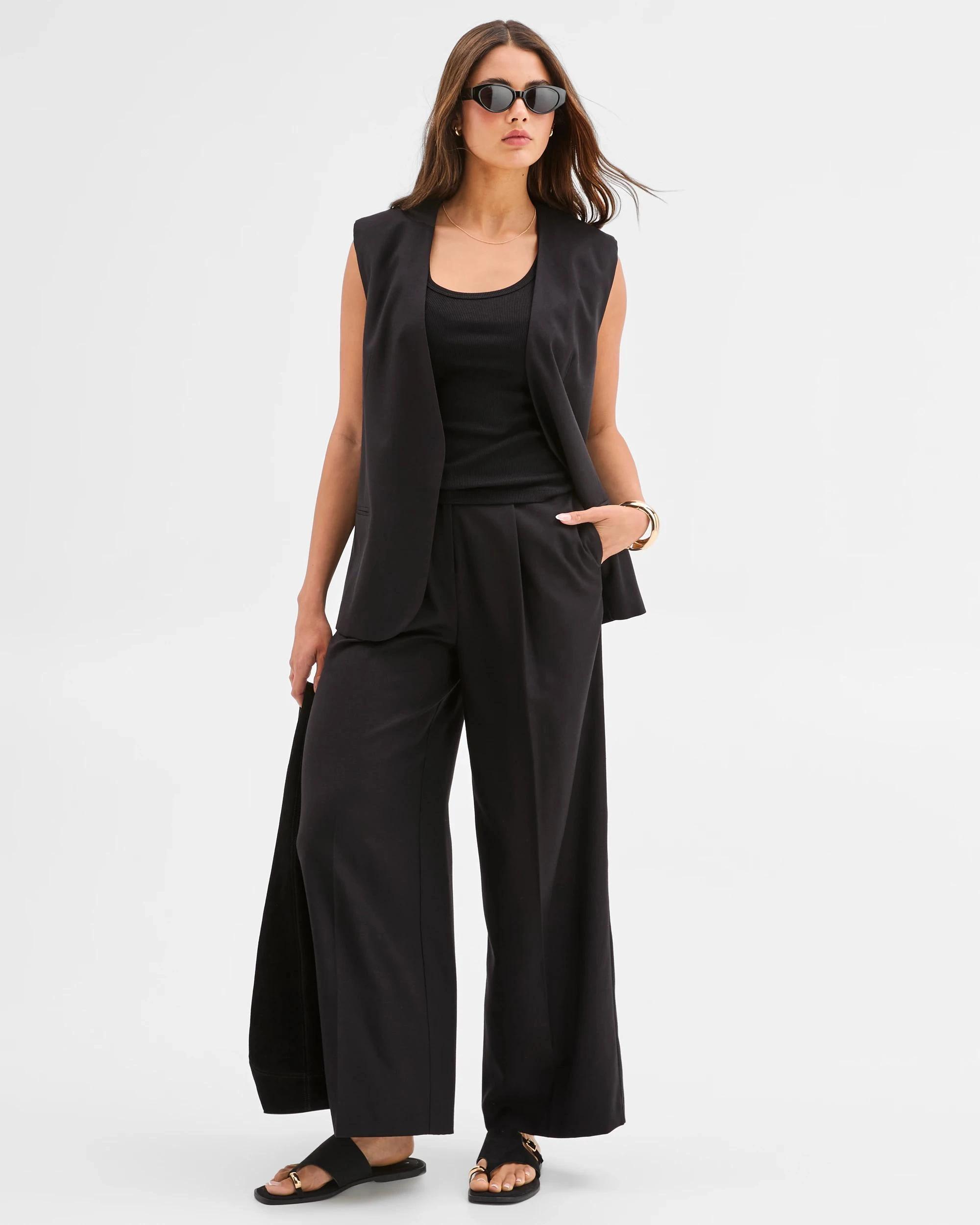 1 Lily Loves Wide Leg Tailored Pants BLACK, 1 of 6