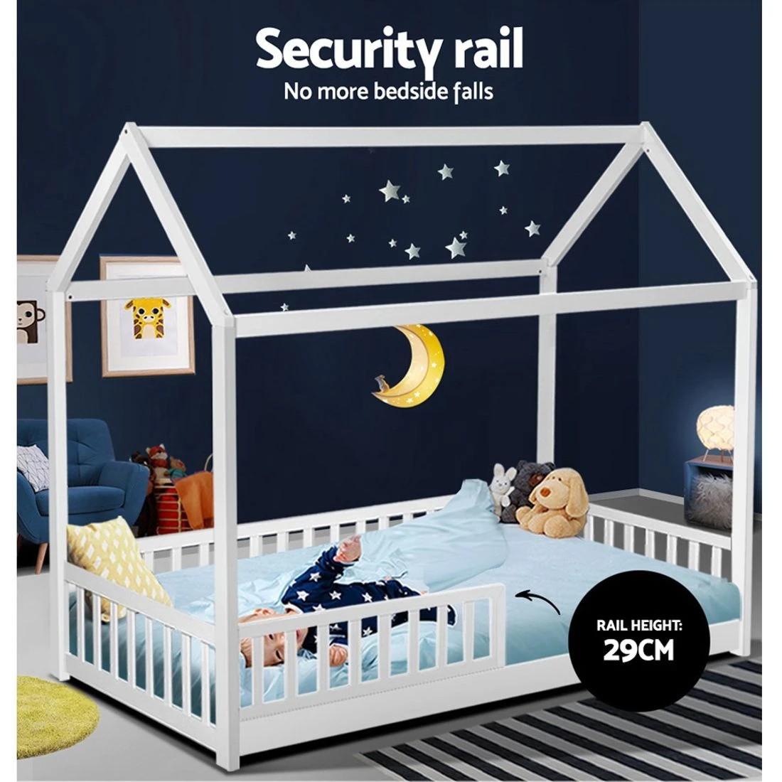 7 Artiss Bed Frame Wooden Kids House Frame Durable Space Saving Modern Decor Easy Assembly Sturdy Versatile
 - white, 7 of 7