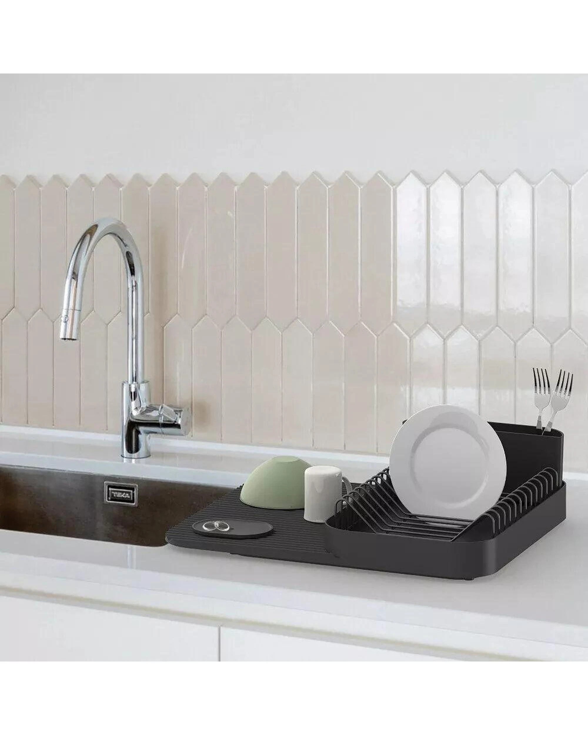 2 Vigar Vintage Metal Dish & Cutlery Drainer Dish Rack Set Black, 2 of 2