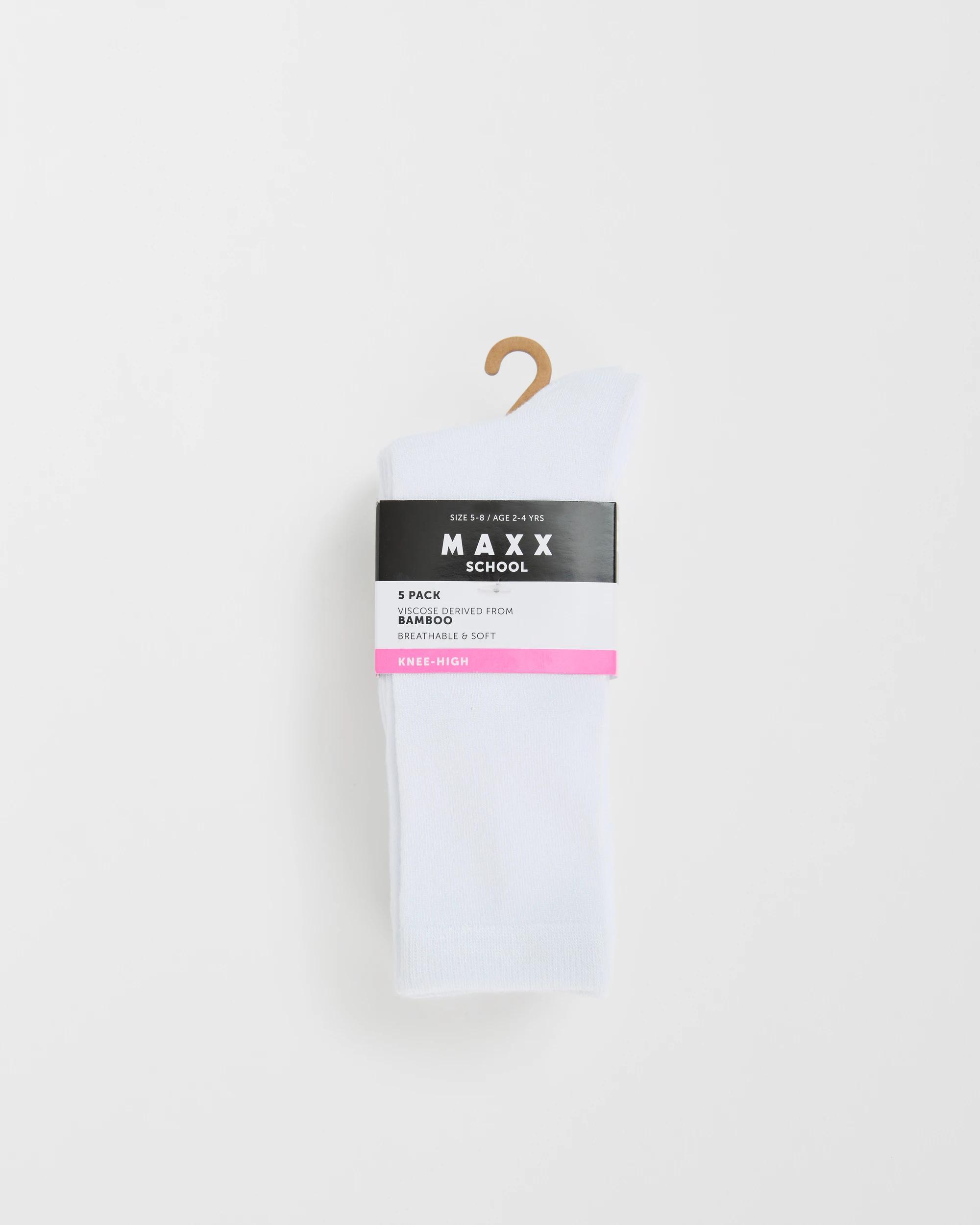 3 Maxx Bamboo 5 Pack Knee High School Socks WHITE, 3 of 3