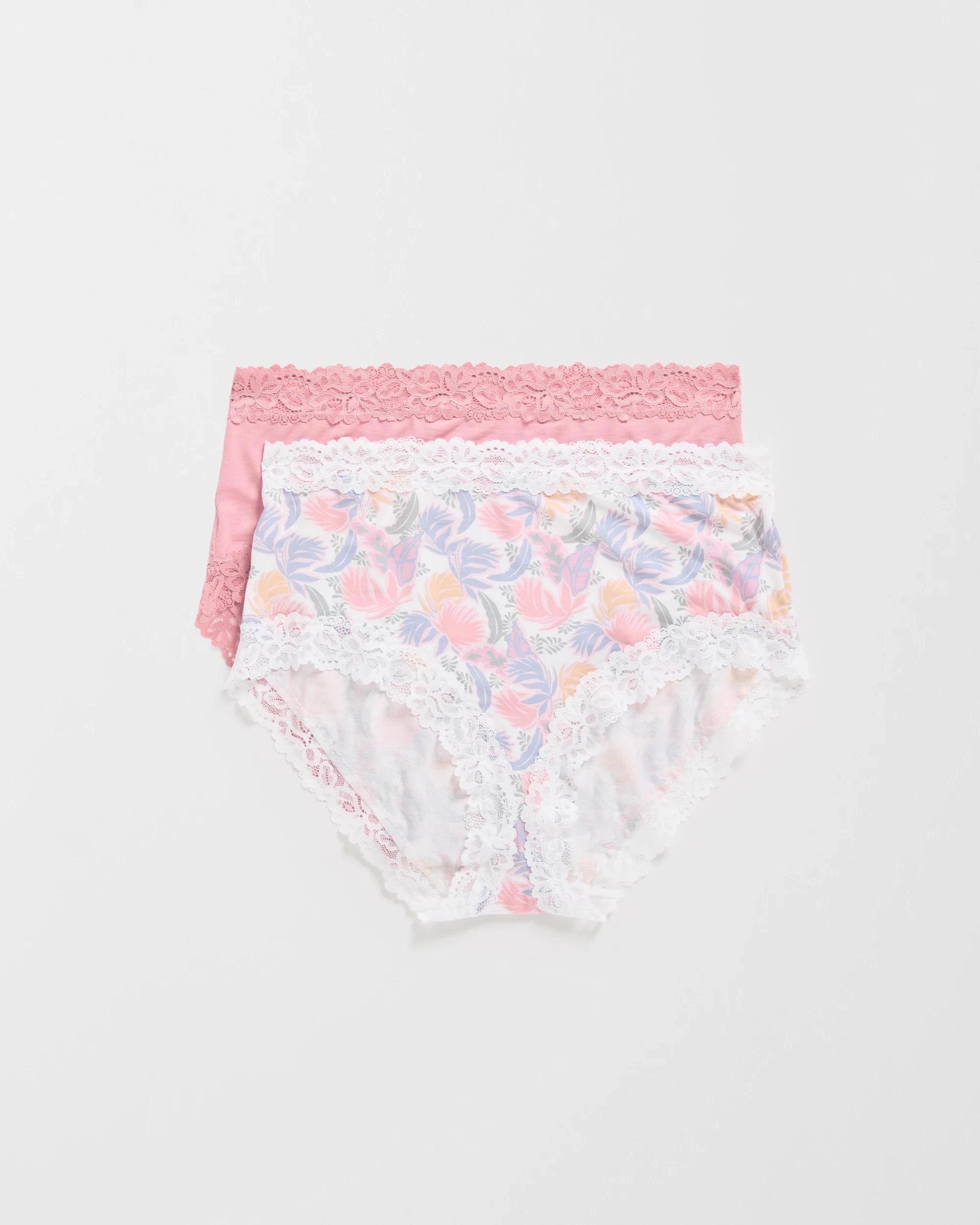 1 Target Woman Womens Modal and Lace Full Briefs 2 Pack SUMMER/BRANDIED APRICOT, 1 of 5