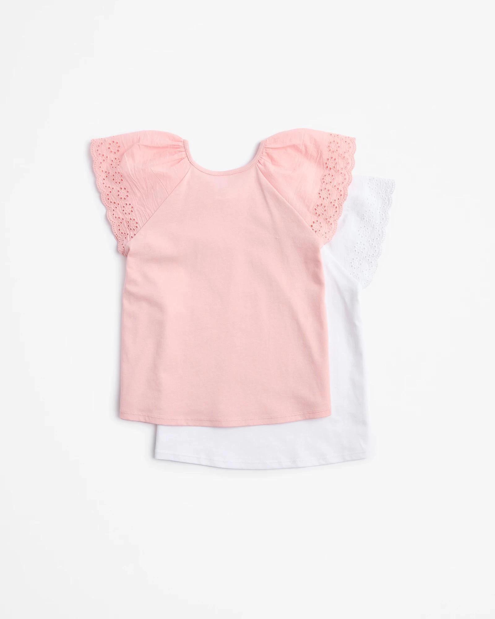 4 Target Australian Cotton Broderie T-shirt 2 Pack PINK + WHITE, 4 of 4