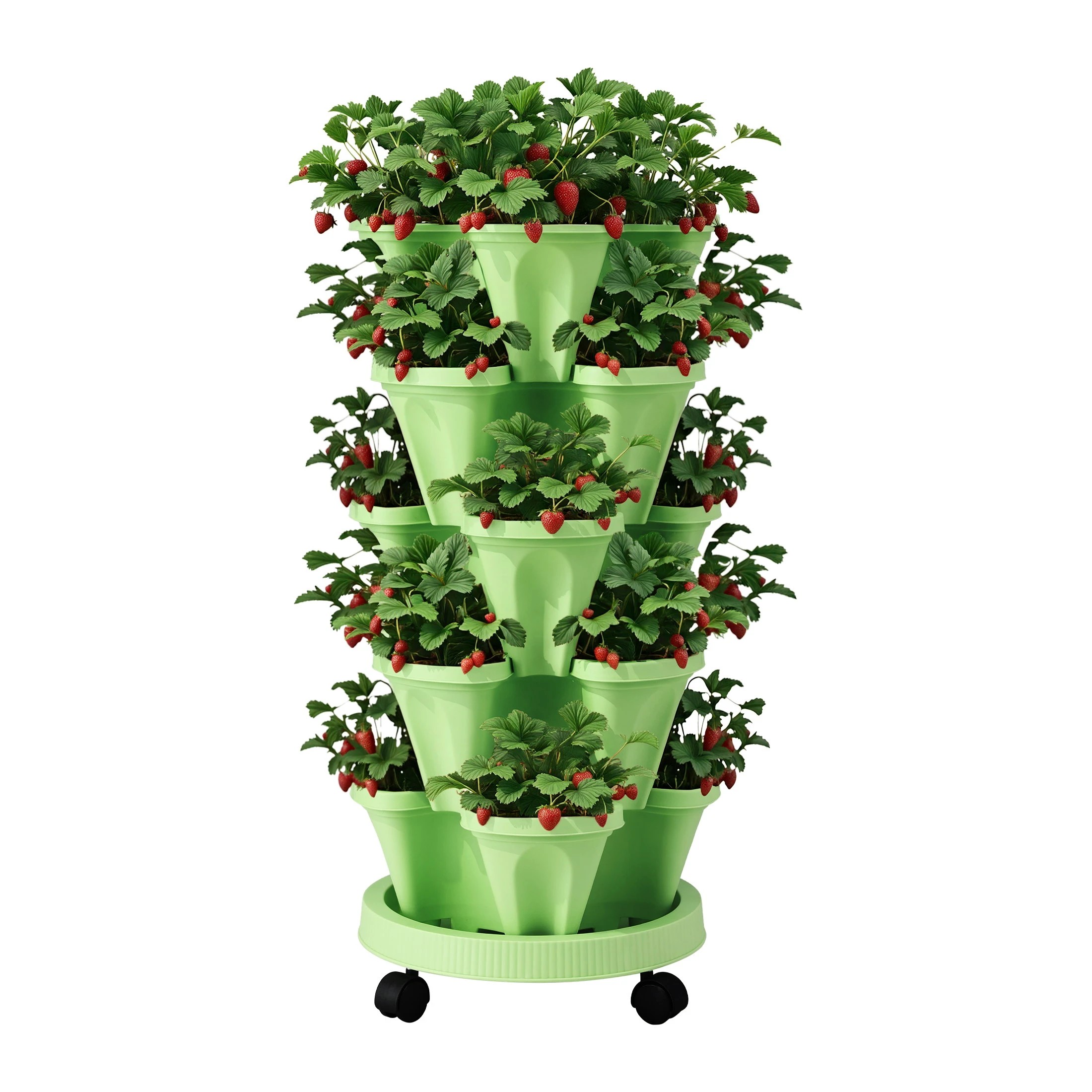 1 Green Fingers Garden Bed 5 Tier Vertical Garden Grey Strawberry Stackable Planters Herbs - Green, 1 of 5