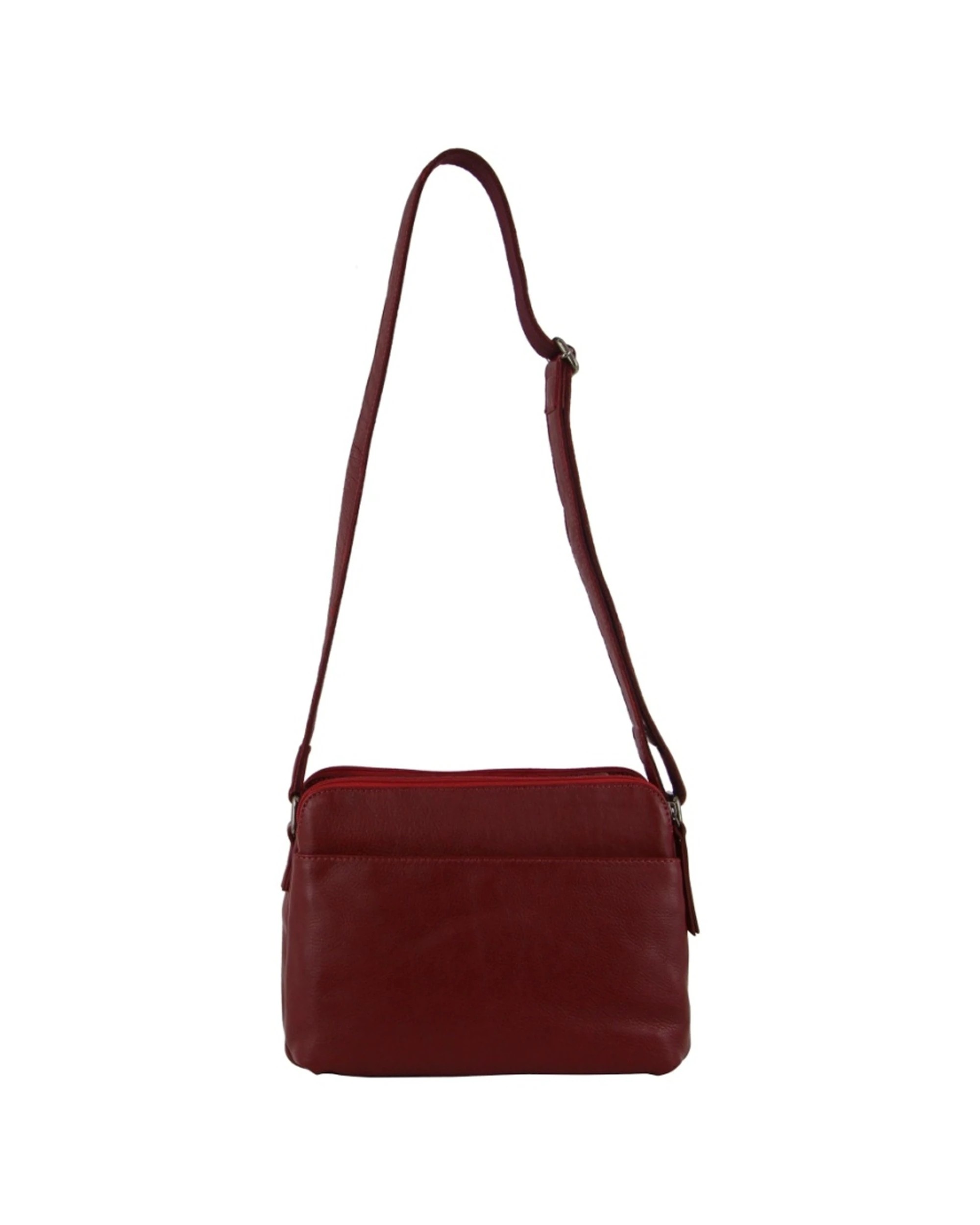 3 Milleni Women's Nappa Leather Shoulder Crossbody Bag 28x22cm - Red, 3 of 3