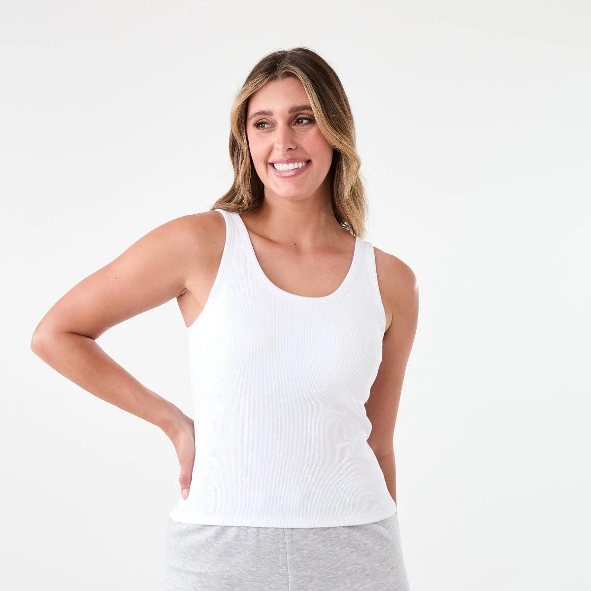 1 Shelf Bra Tank Top WHITE, 1 of 5