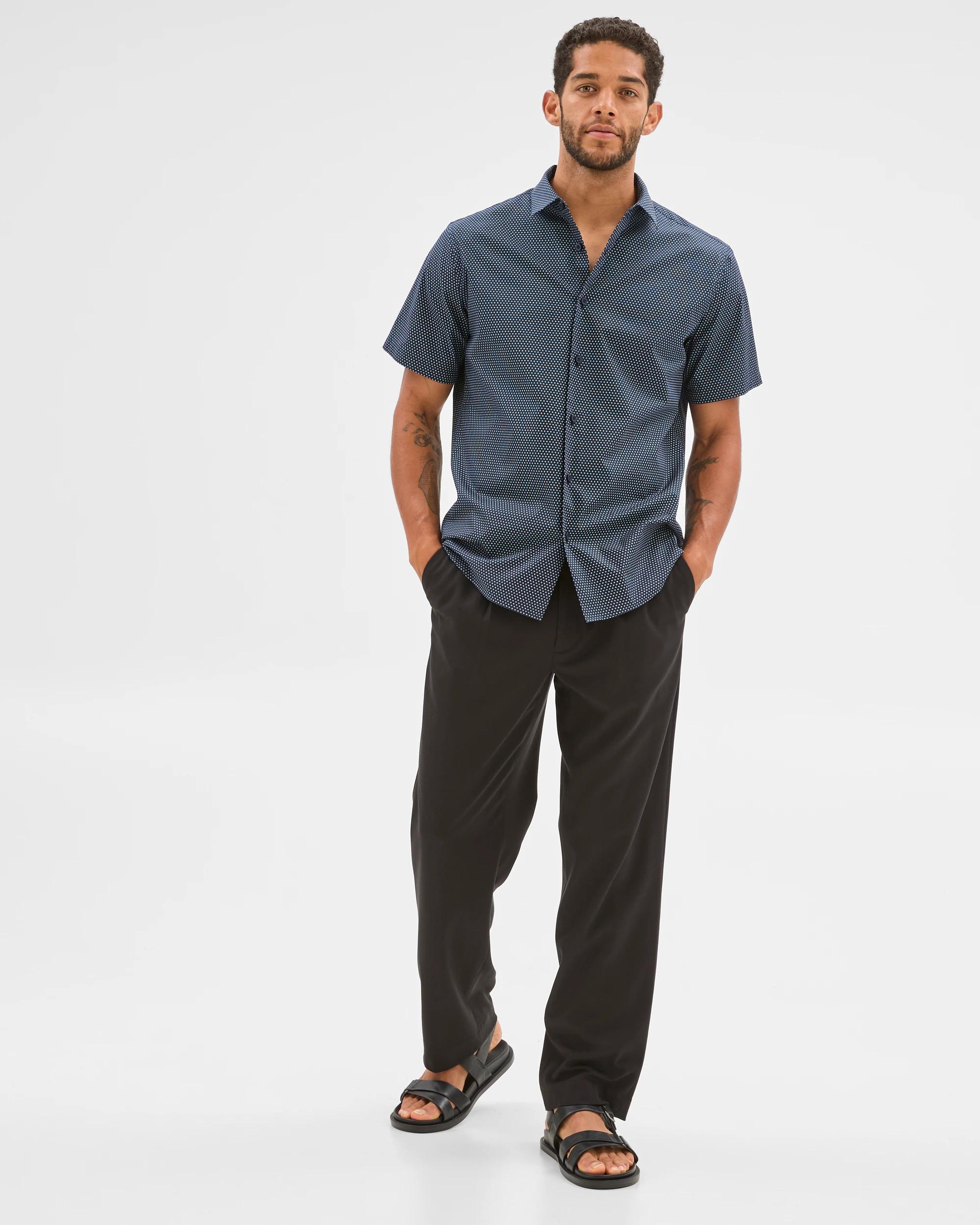 1 Australian Cotton Short Sleeve Shirt - Preview GEO NAVY, 1 of 5