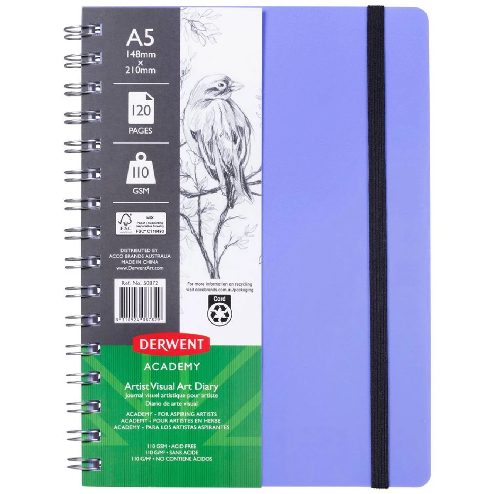 1 Derwent Academy A5 Visual Art Diary Portrait 120 Page Peri, 1 of 6