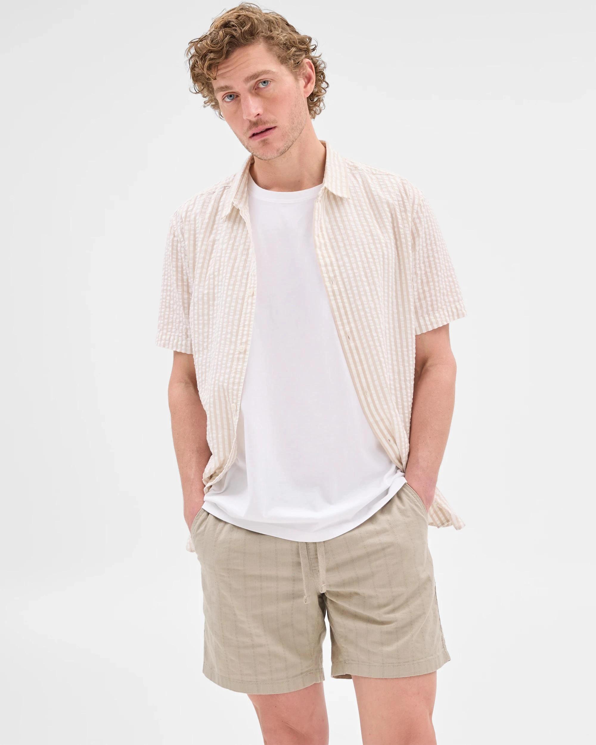 7 Target Australian Cotton Textured Stripe Shorts FOG, 7 of 10