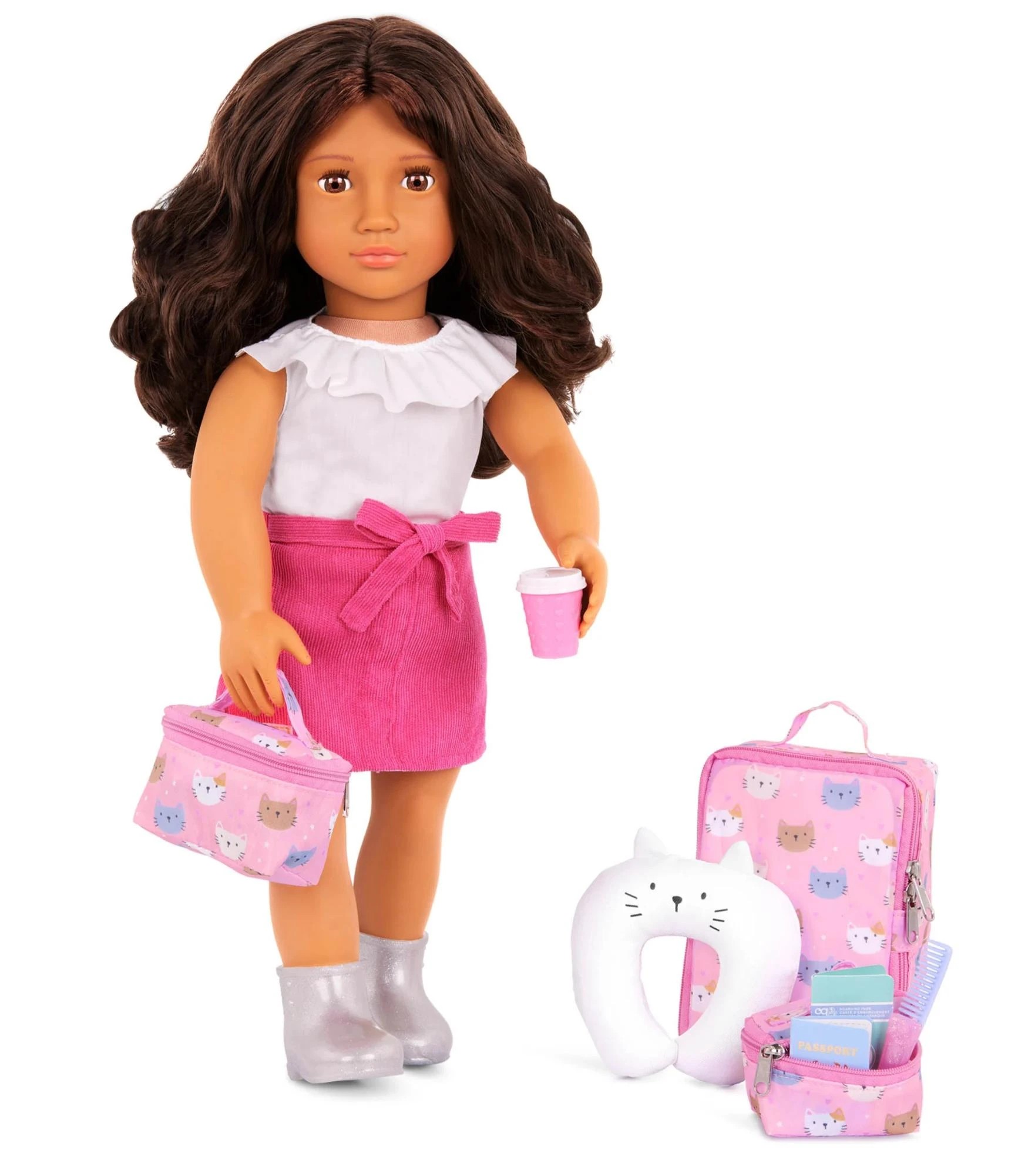4 Our Generation Purrfectly Packed Kitty-Print Luggage & Accessories Set for 18" Dolls - Multi, 4 of 5