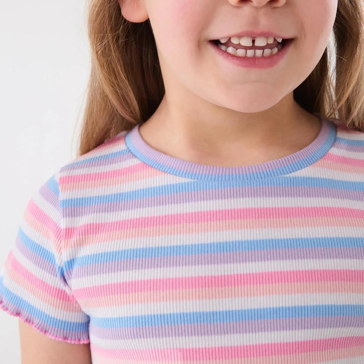 4 Short Sleeve Rib T-shirt VIVID STRIPE MULTI, 4 of 7