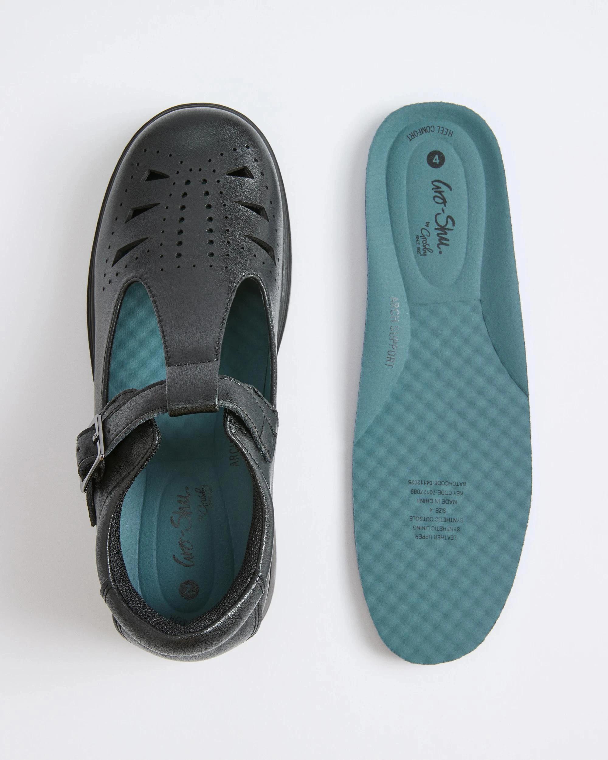 3 GroShu by Grosby Gro-Shu Leather T-Bar School Shoes BLACK, 3 of 9