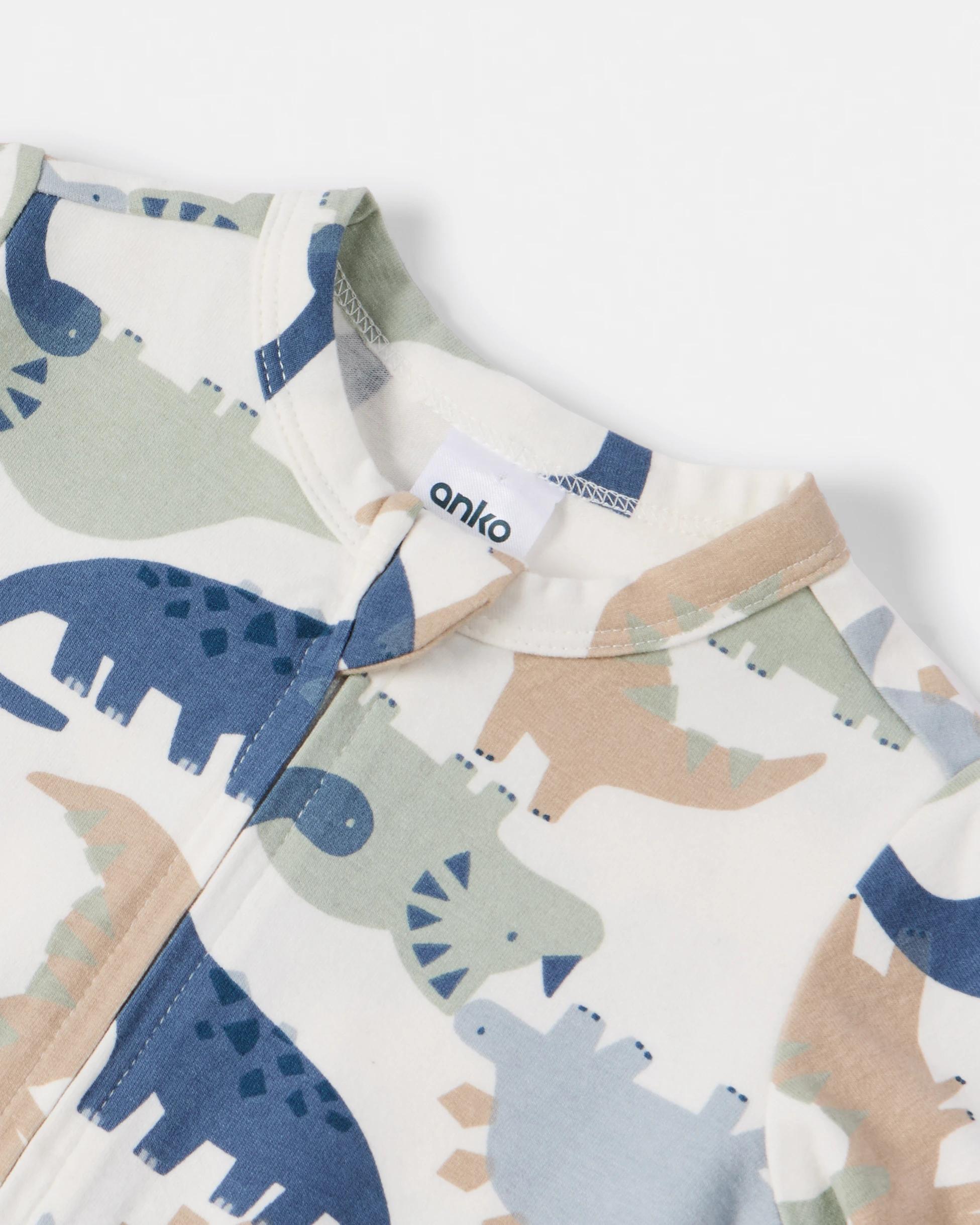 3 Cotton Turn Cuff Coverall Blu Dino, 3 of 3