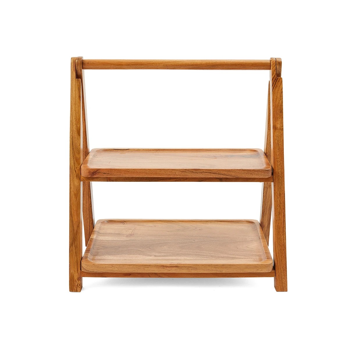 3 2 Tier Acacia Serving Stand, 3 of 10