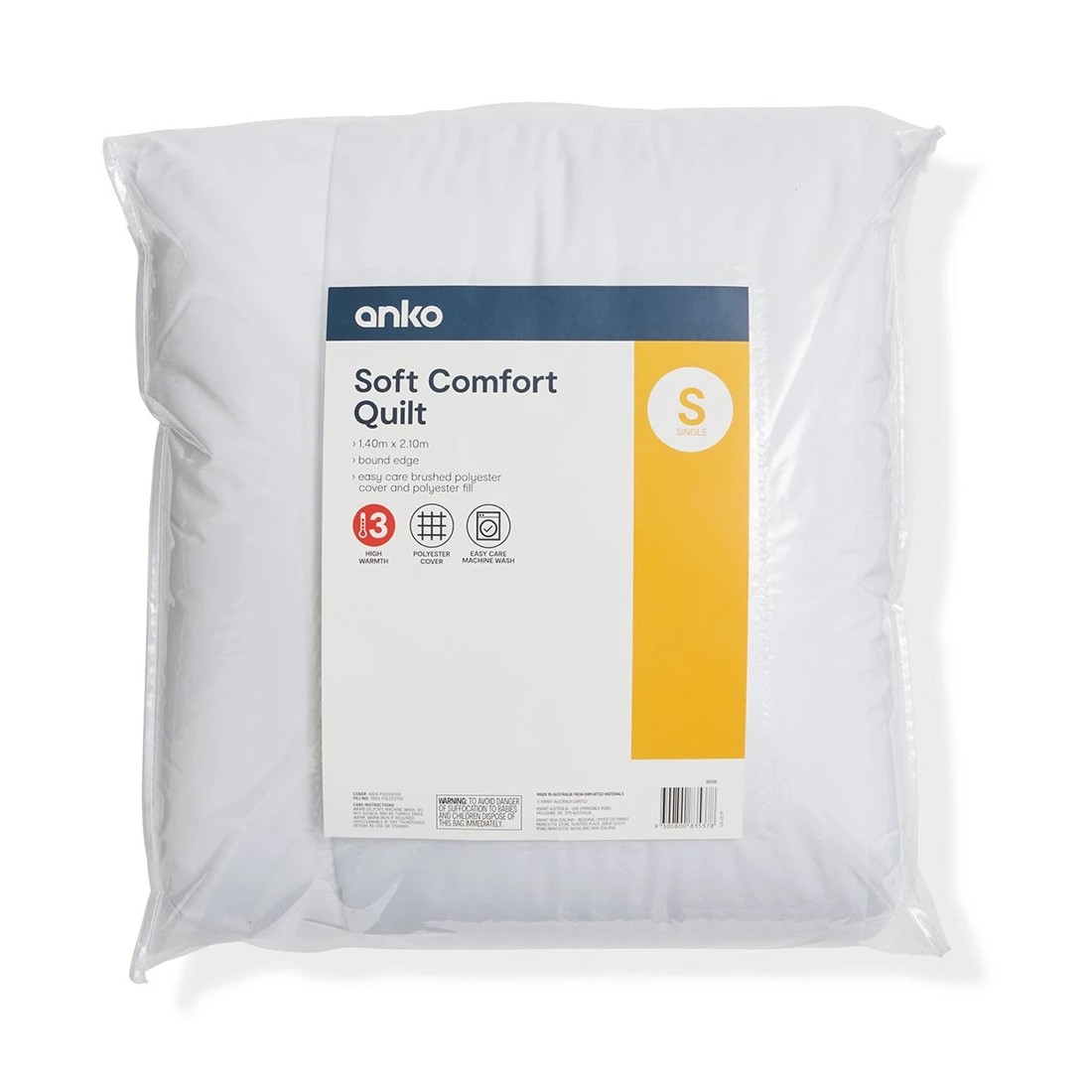 1 High Warmth Soft Comfort Quilt - Single Bed, White, 1 of 6