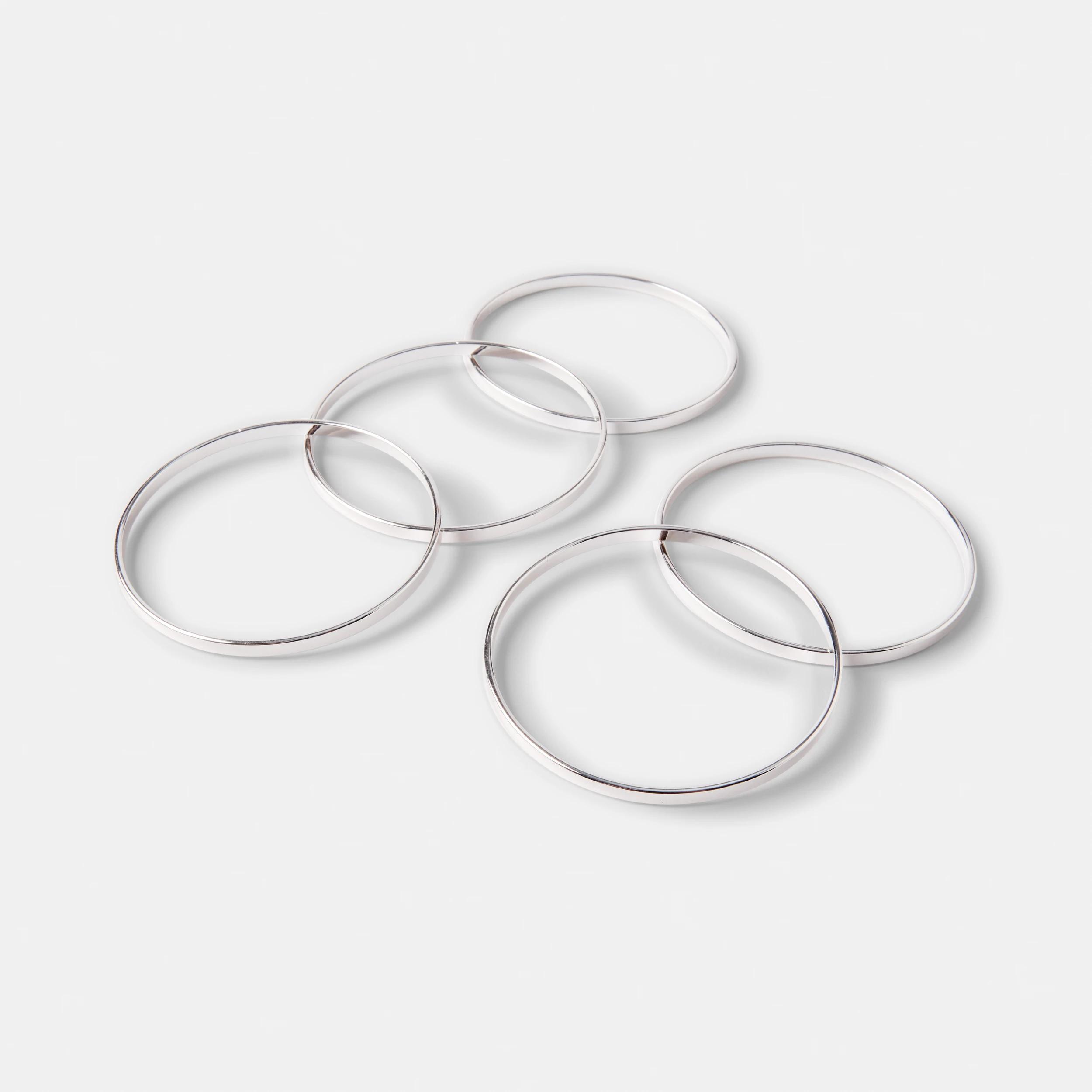 2 5 Pack Thin Bangles Silver, 2 of 6