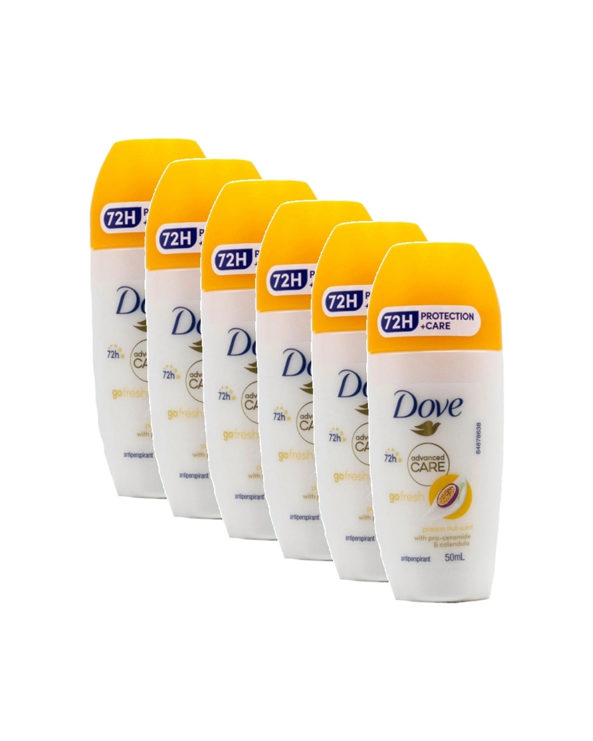 1 Dove 6pk Women Advanced Care Roll On Antiperspirant Deodorant Passionfruit - Orange, 1 of 3