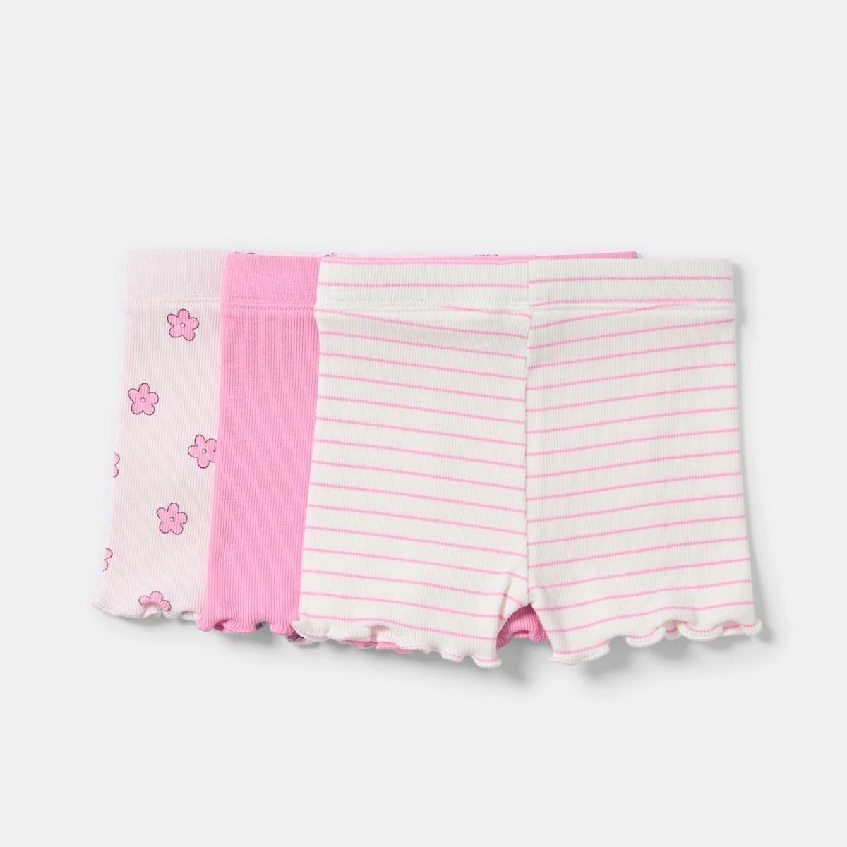 1 3 Pack Rib Shorts PINK DAISIES, 1 of 7