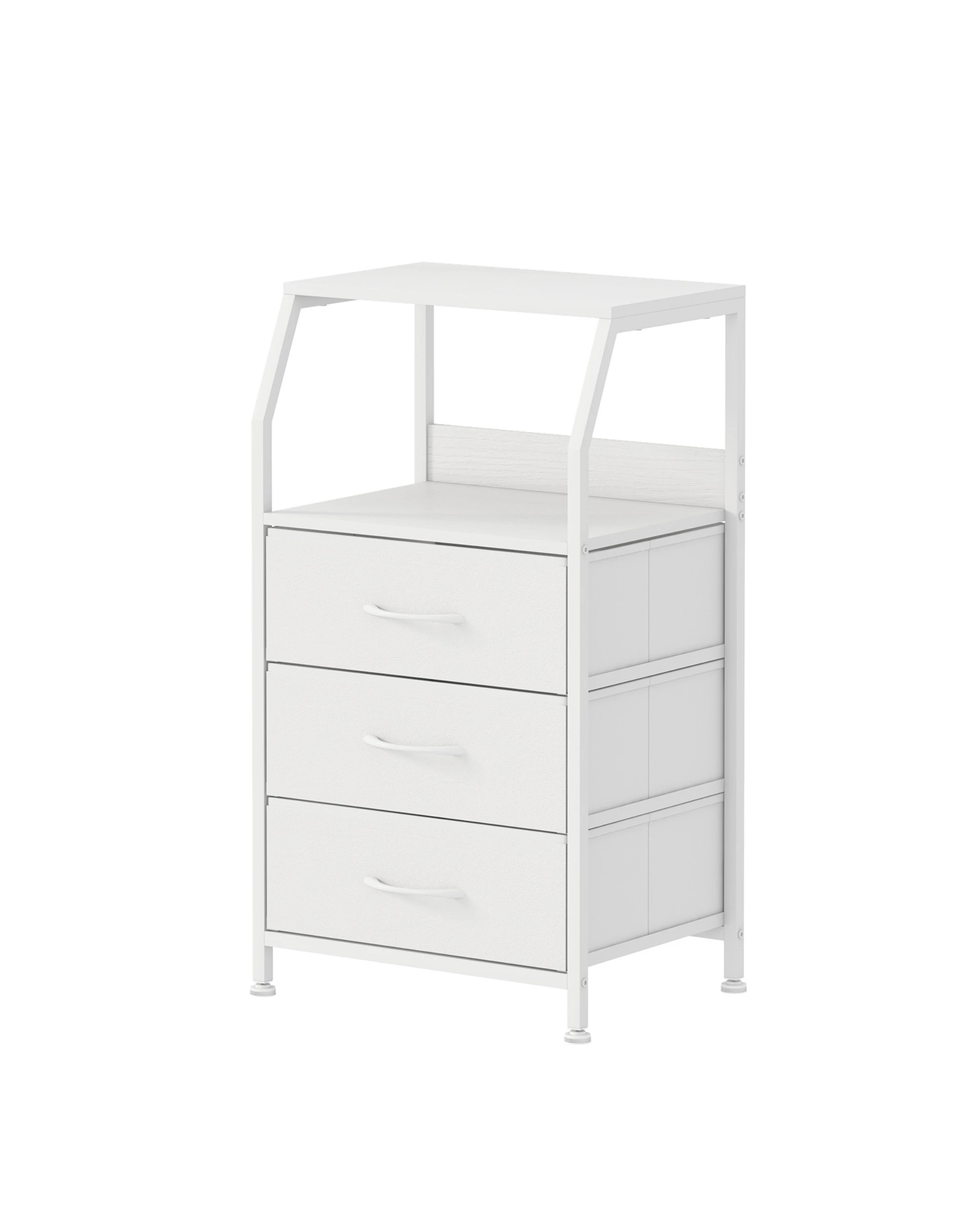 1 Advwin Bedside Table 3 Fabric Drawer with Storage Shelf - White, 1 of 7