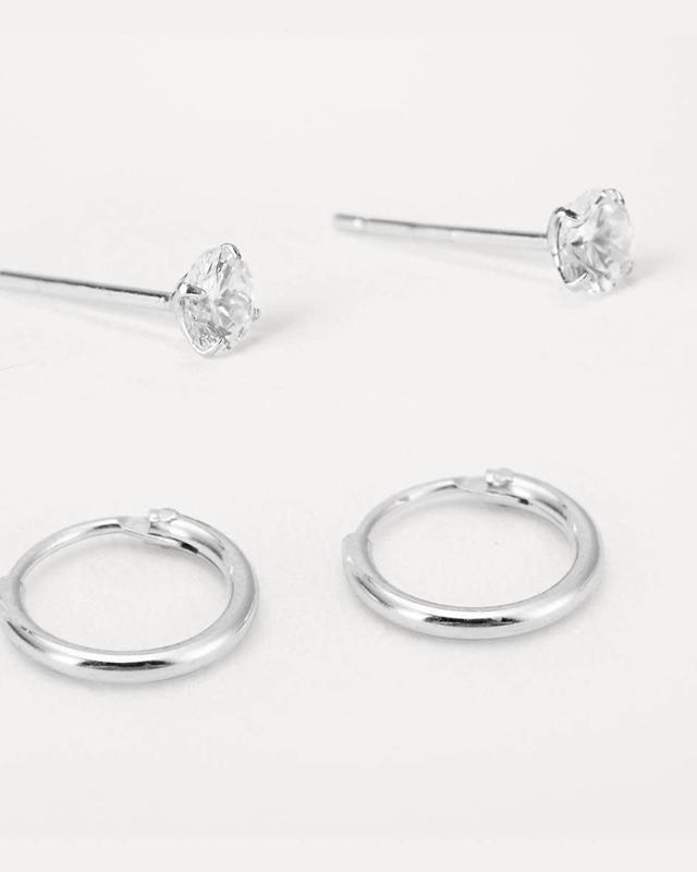 2 Pack Sterling Silver Stud and Hoop Earr
