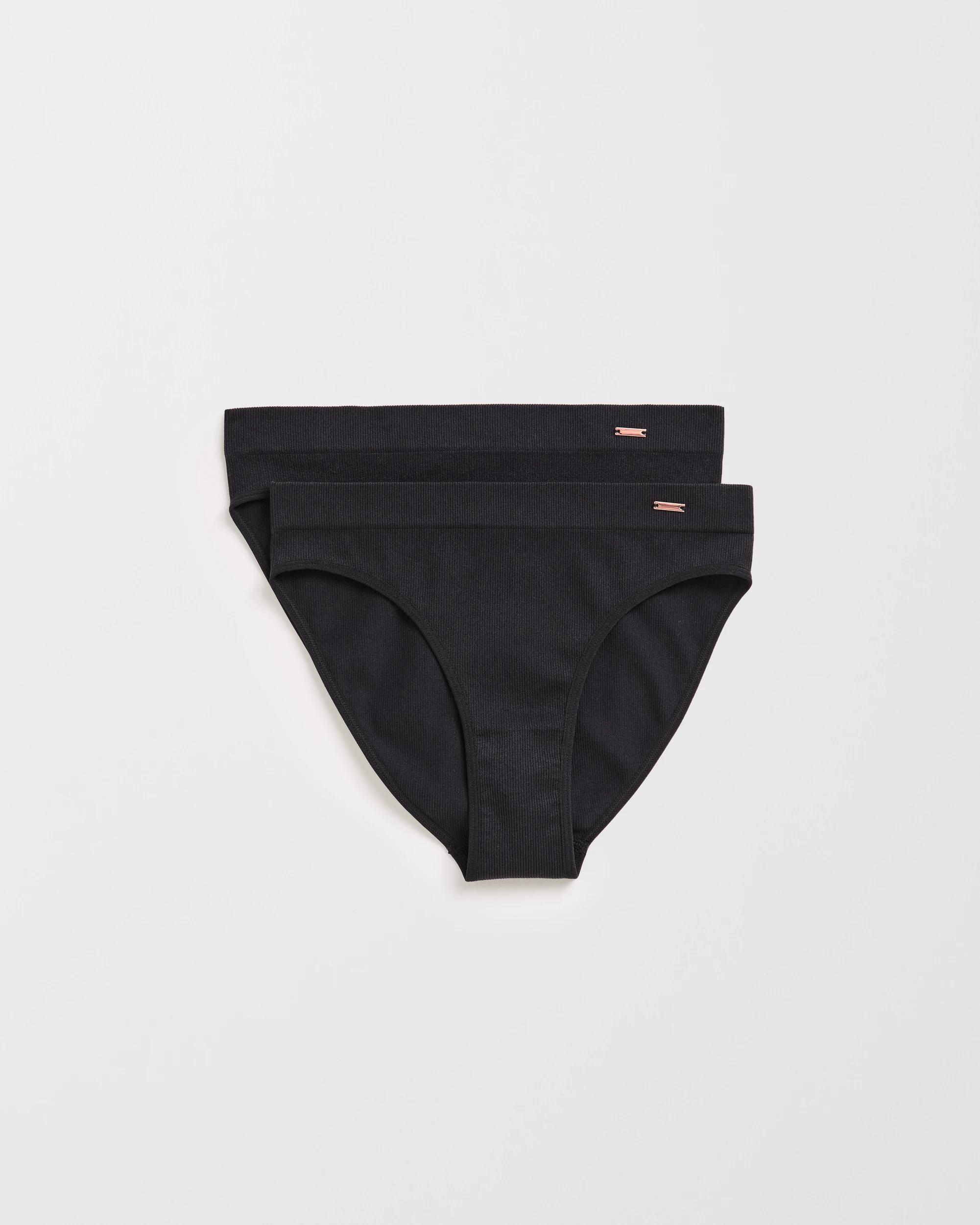 1 Lily Loves 2 Pack Rib Seamfree High Waist Bikini Briefs BLACK, 1 of 10