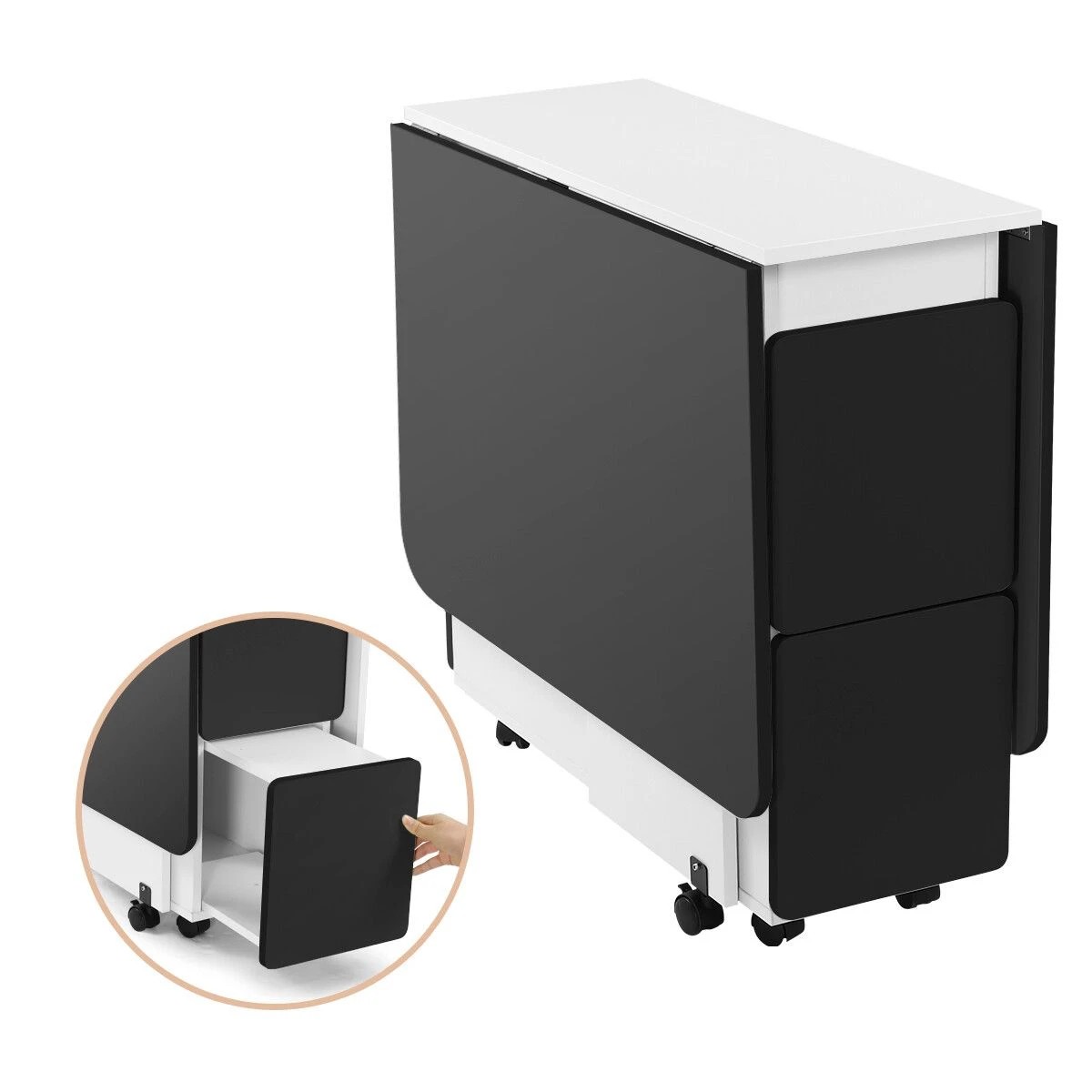 6 Ausway Modern Folding Dining Table Set and Chairs, 6 of 9