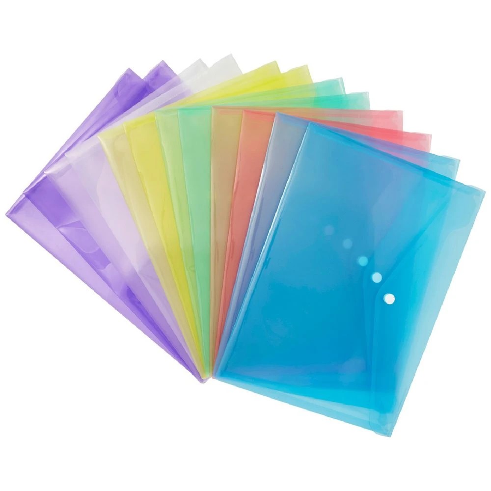 1 Keji A4 Document Wallets with Button Closure Assorted 12 Pack, 1 of 2
