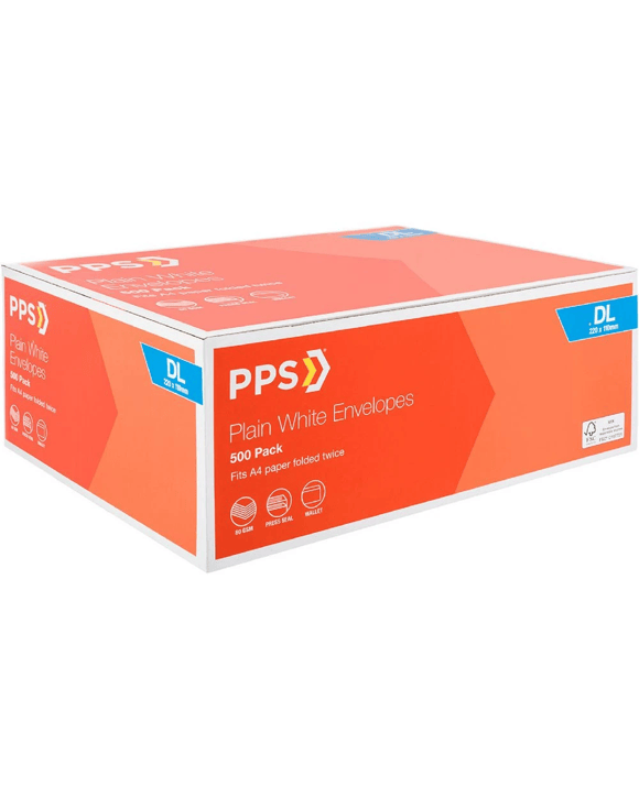 PPS Plainface DL White Envelopes 500 Pack