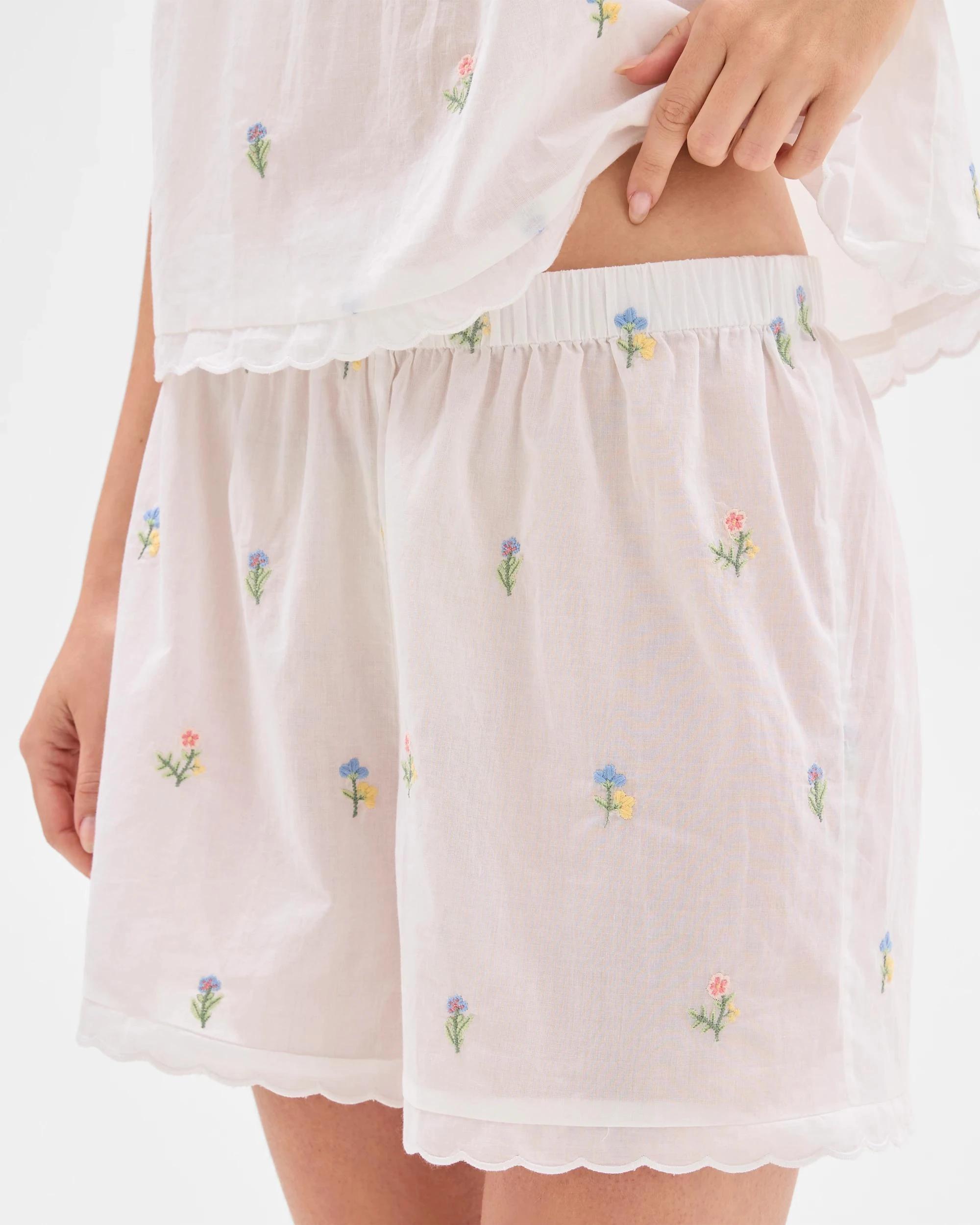 6 Target Woman Womens Australian Cotton Embroidered Cami Short Pyjama Set WHITE, 6 of 7