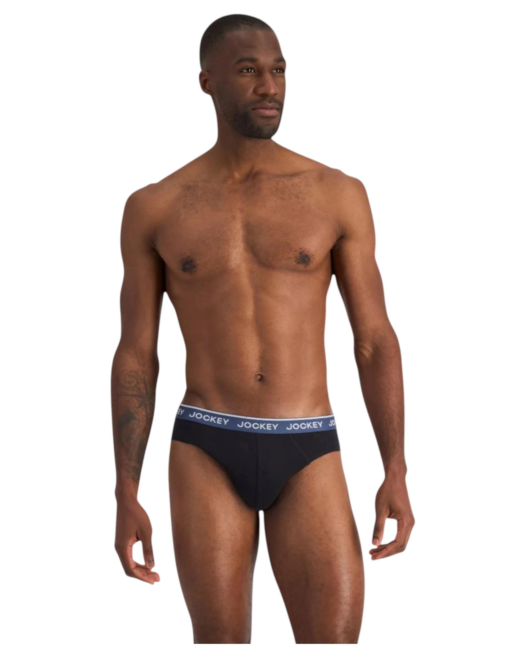 3 Jockey 4 Pack Elastic Cotton Brief Underwear Black Multi Undies BLACK, 3 of 10