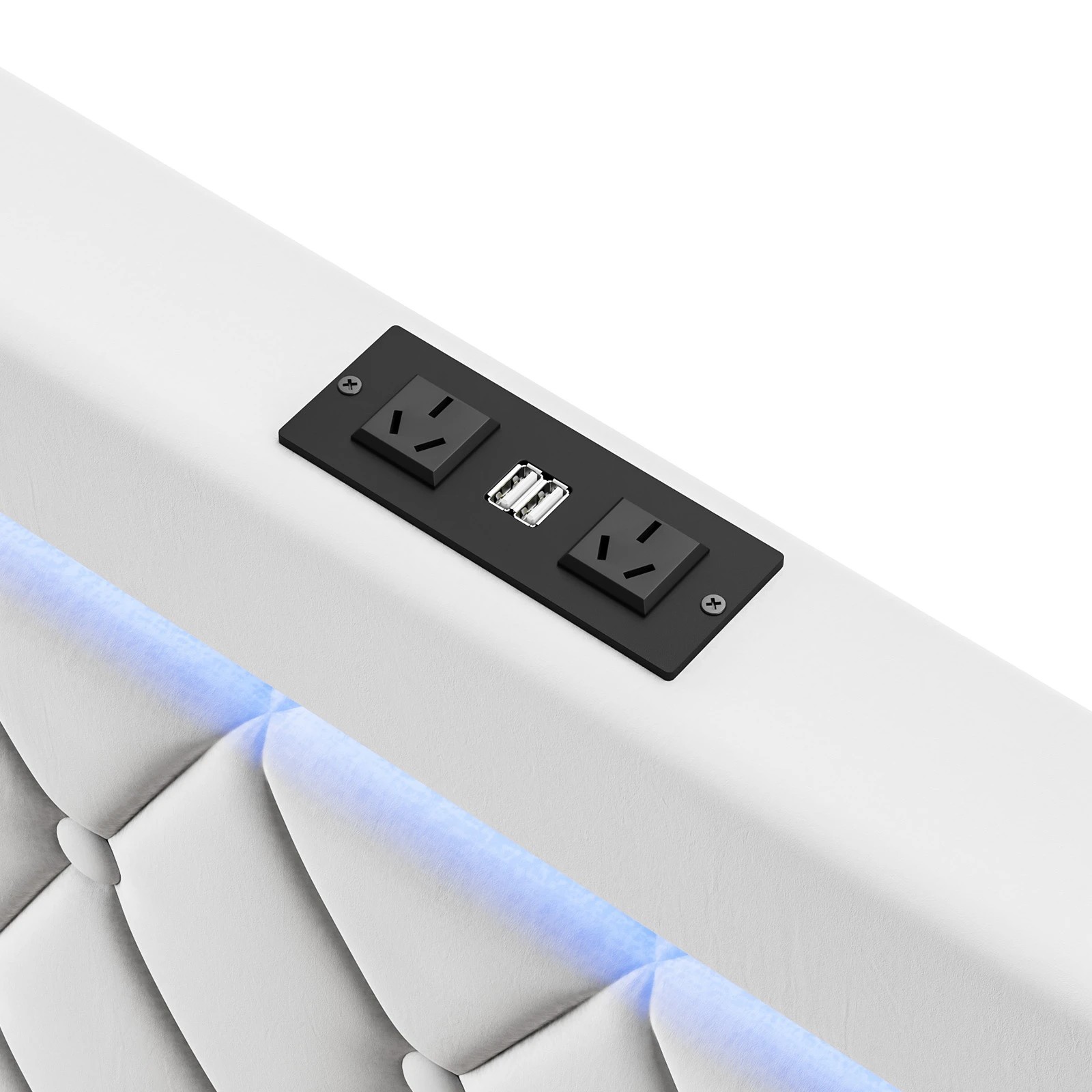 4 Advwin Double Velvet LED Bed Frame with Drawers and Charging - Beige, 4 of 8