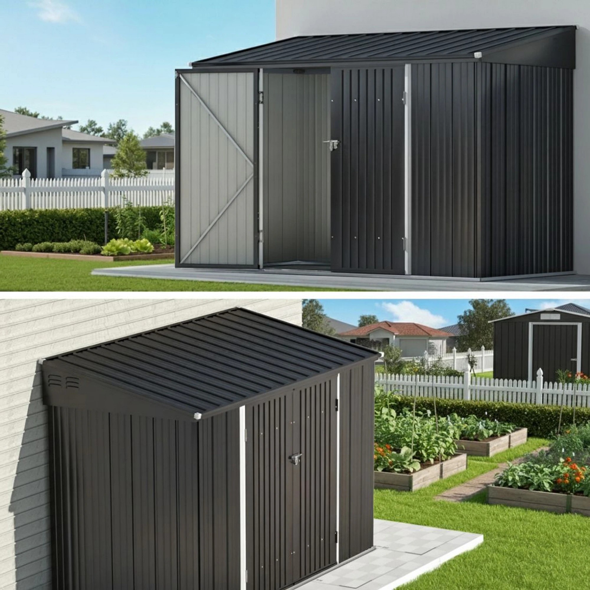 7 Giantz Garden Shed Galvanised Steel Outdoor Storage Shed Workshop House Shelter - Grey, 7 of 8