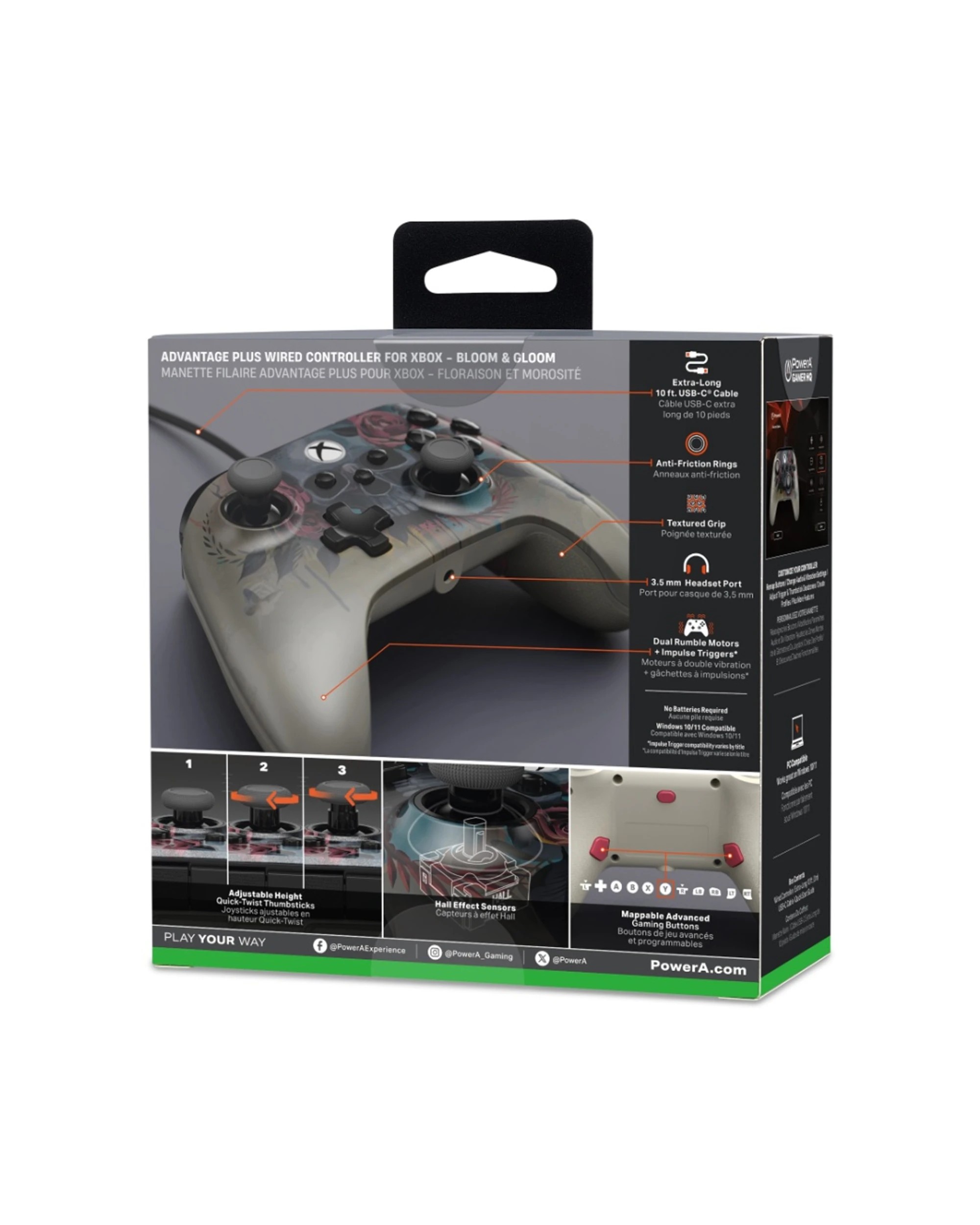 2 PowerA Xbox Series Advantage Wired Plus Gaming Controller Bloom & Gloom 3.5mm Jack - Multi, 2 of 7