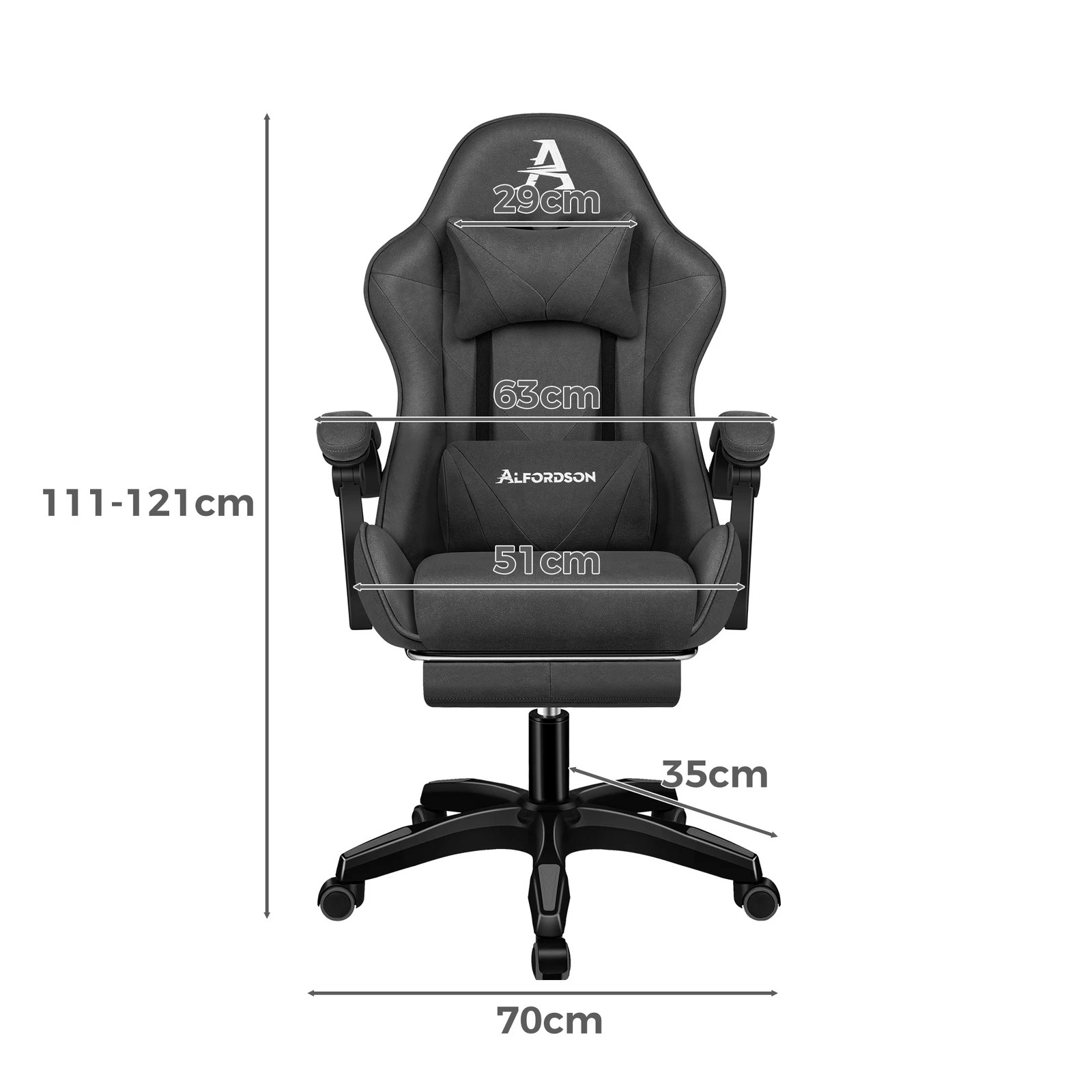 8 Alfordson Gaming Office Chair Massage Computer Footrest Seat Leathaire - Dark Grey, 8 of 10