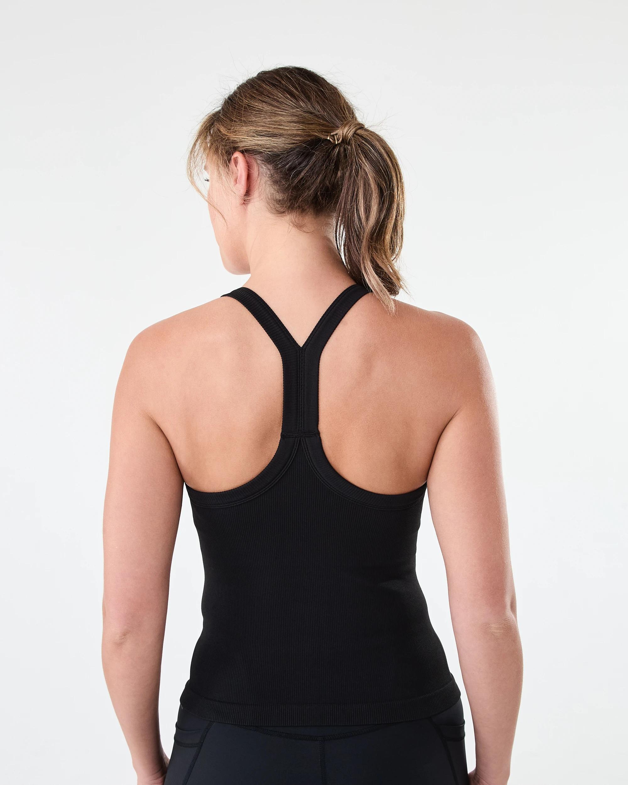 3 Active Womens Ribbed Tank Top Black, 3 of 6