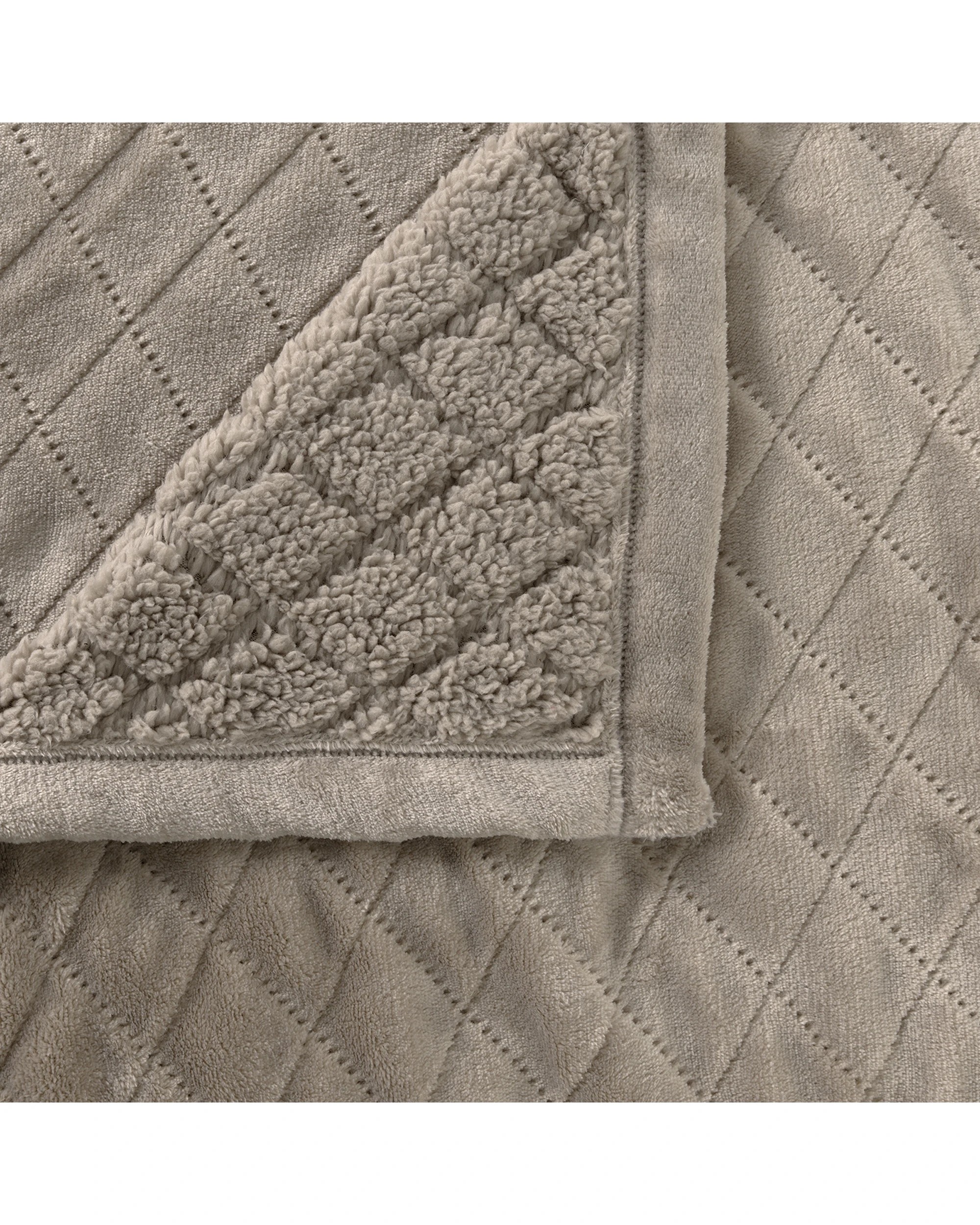 2 Bianca Mansfield 480gsm Sherpa Blanket Single/Double - Grey, 2 of 2