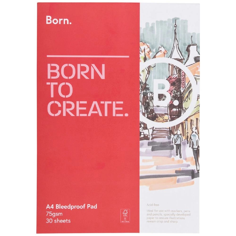 1 Born A4 Bleed-Proof Pad 75gsm 30 Page, 1 of 3
