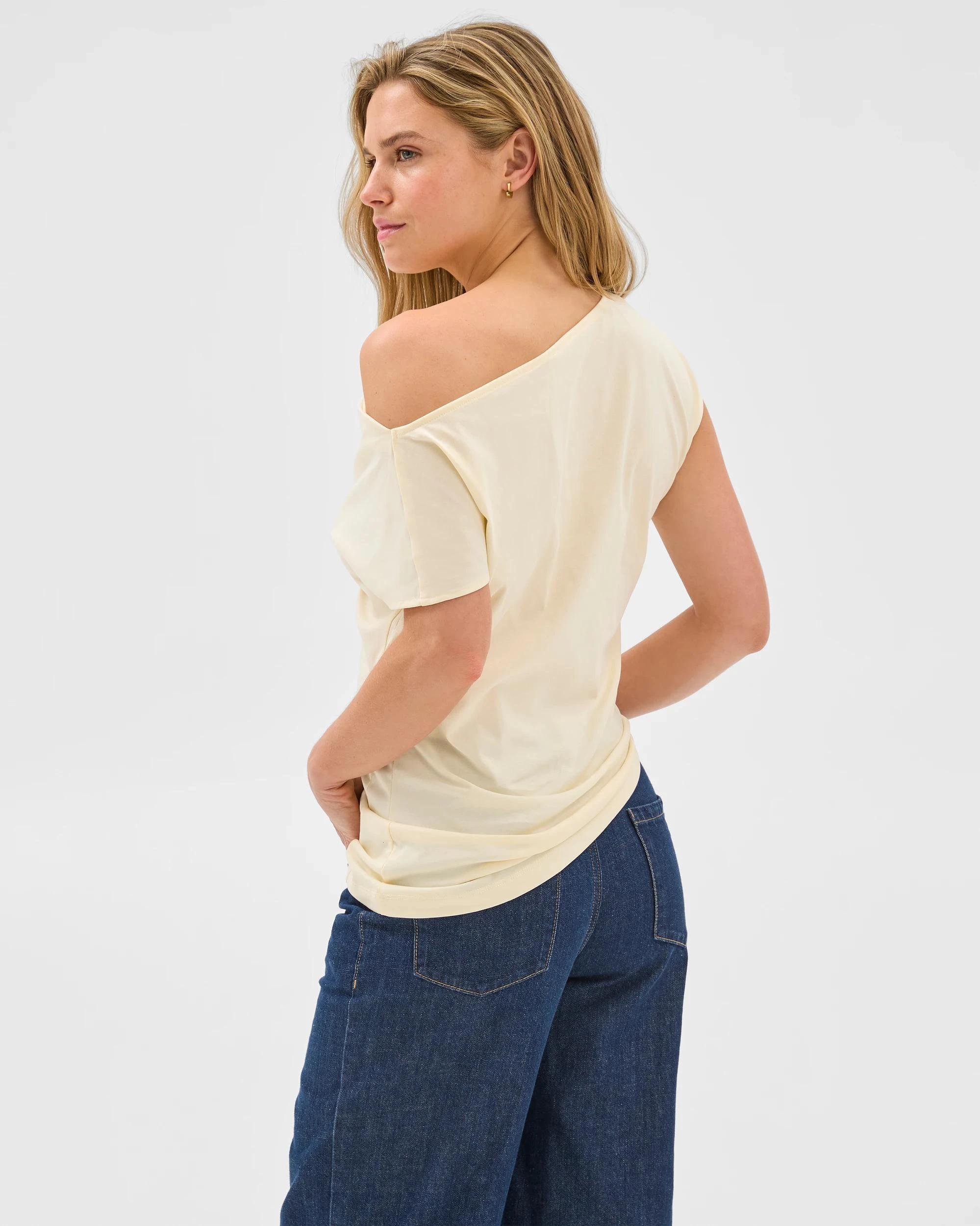 5 Australian Cotton Blend Slouchy Asymmetrical T-Shirt - Lily Loves LEMON MERINGUE, 5 of 6