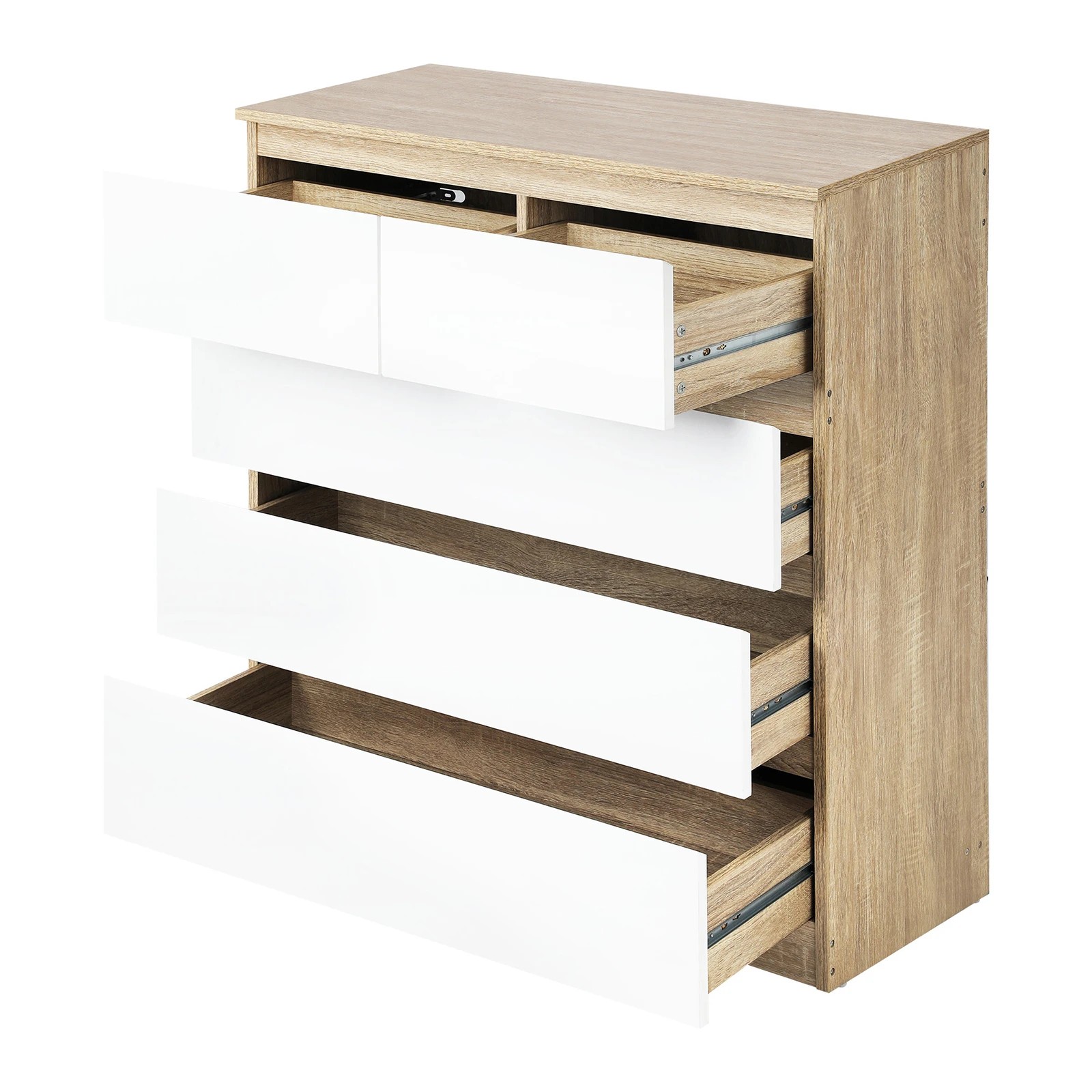 6 Oikiture 5 Chest of Drawers Tallboy Dresser Table Storage Cabinet - Multi, 6 of 8